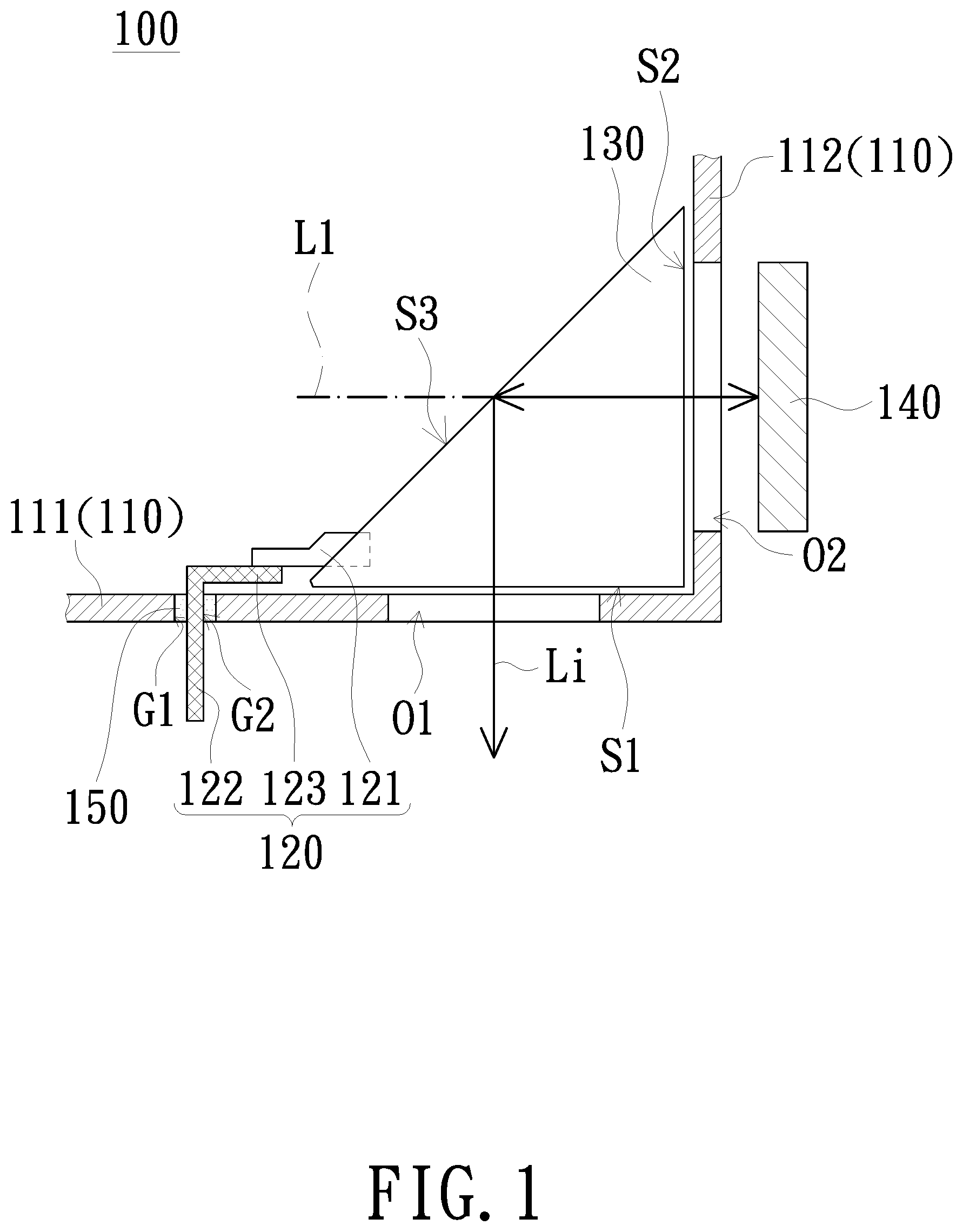 Patent US12332555 — Optical engine module for dissipating heat generated by off-state beam and projection device using the same — Figure 1