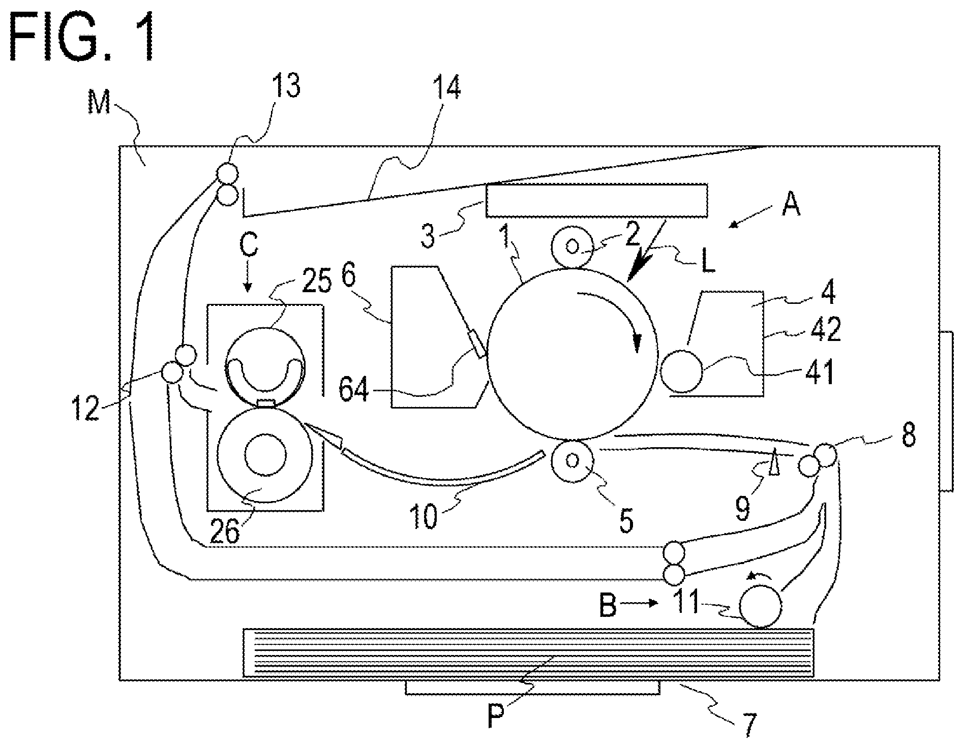 Patent US12332588 — Image heating device having heating element groups and safety elements for shutting off power to the heating element groups — Figure 1