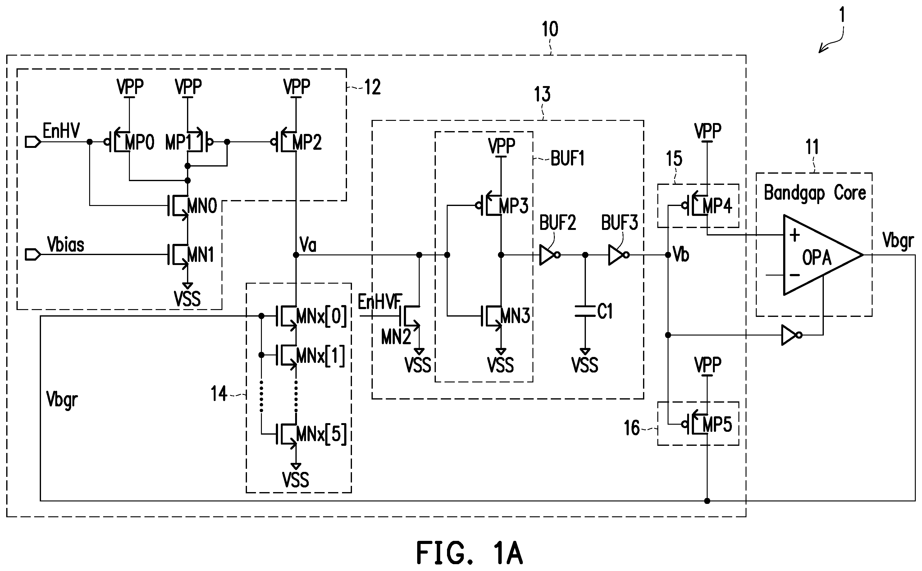 Patent US12332671 — Startup circuit and bandgap circuit — Figure 1