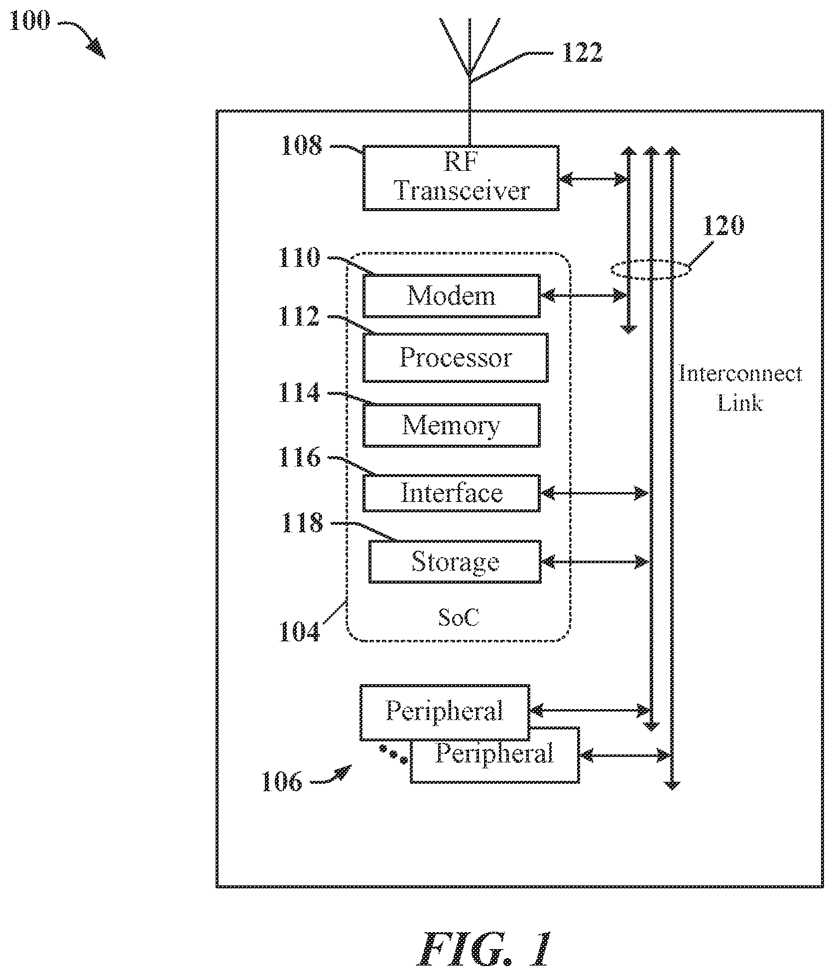 Patent US12332825 — Apparatus and method for configuring a interconnect link between chiplets — Figure 1