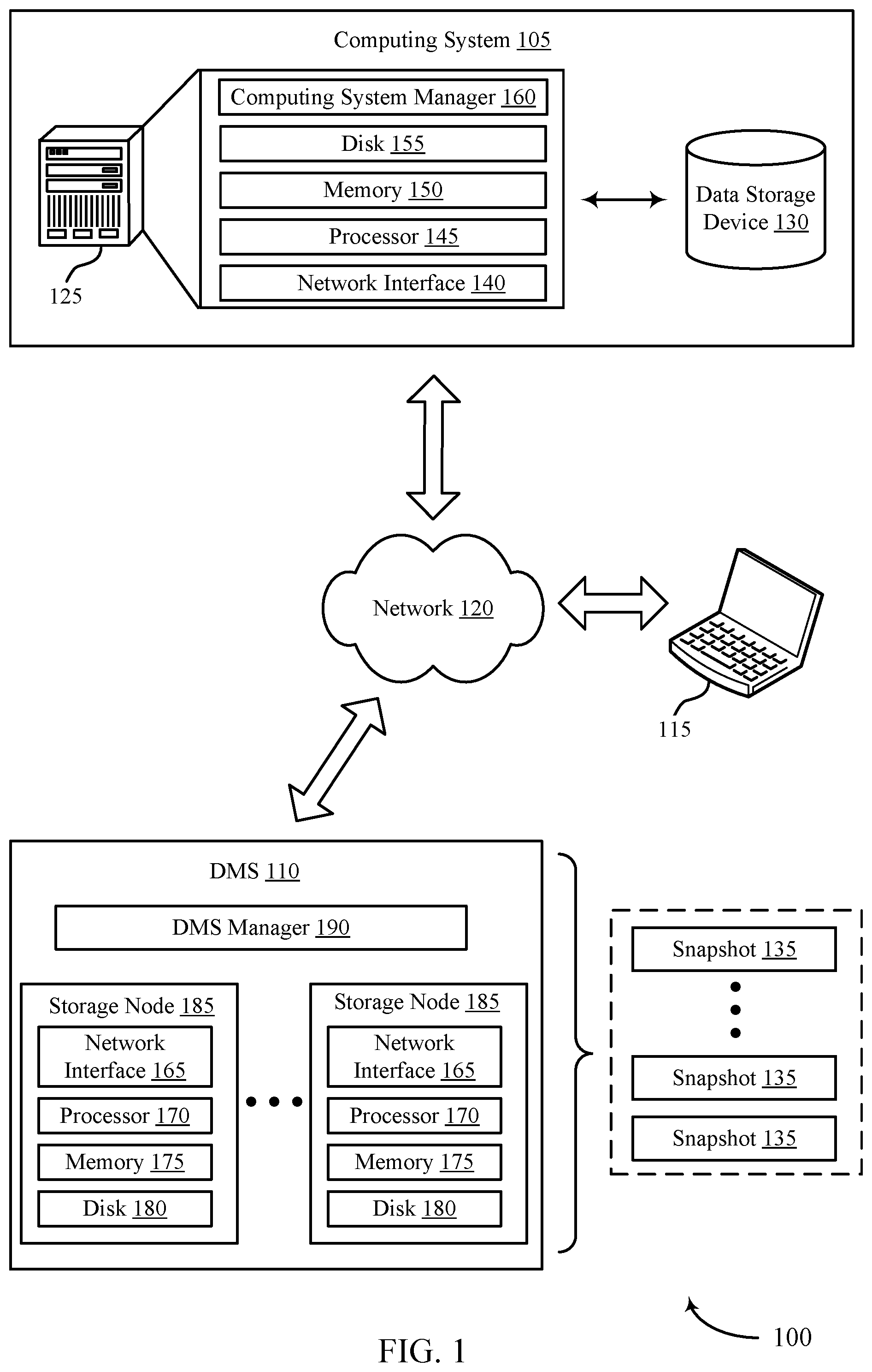 Patent US12332839 — Immutable object locking for snapshot management — Figure 1