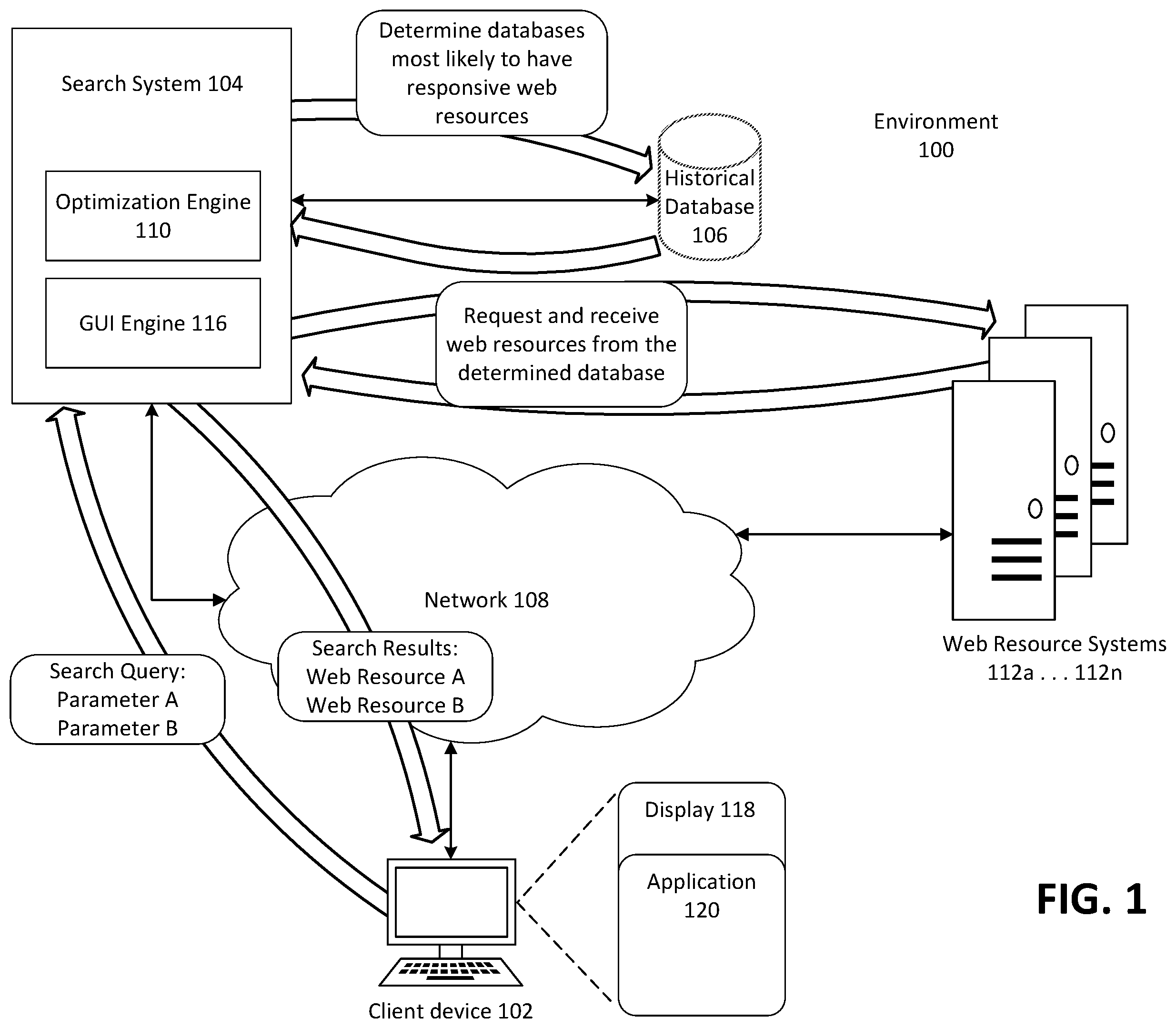 Patent US12332891 — Search system optimization — Figure 1
