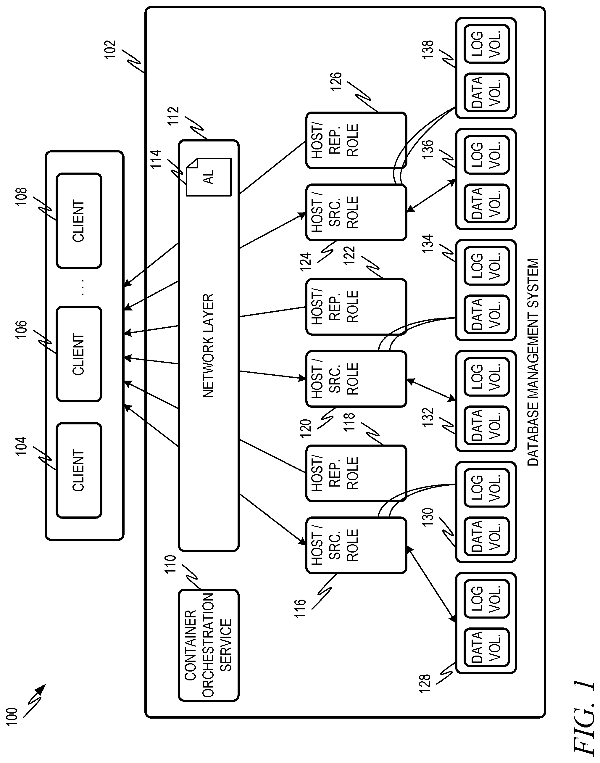 Patent US12332913 — Database replication with host replication at asynchronously replicated system — Figure 1