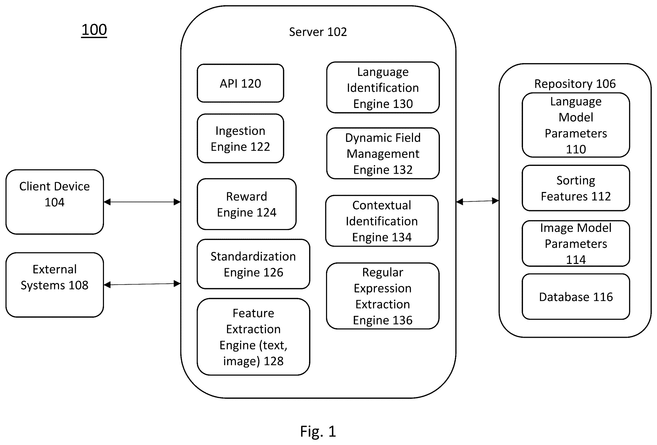 Patent US12332922 — Systems and methods for developing and organizing a knowledge base comprised of data collected from myriad sources — Figure 1