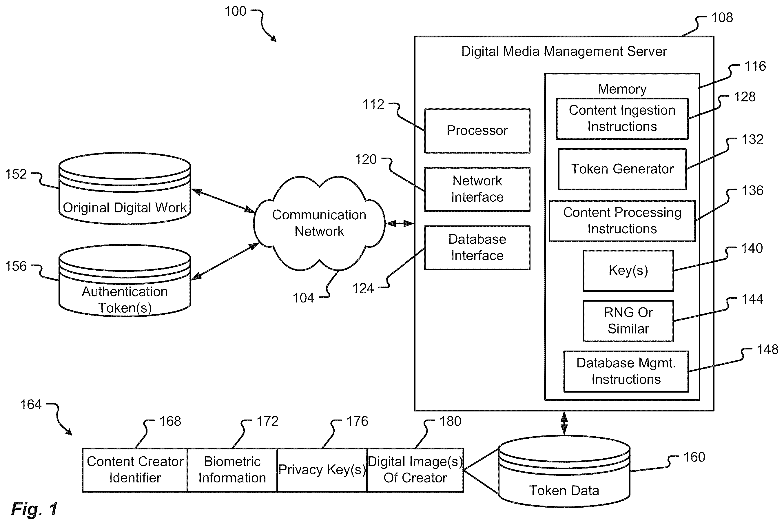 Patent US12332986 — Content authentication and validation via multi-factor digital tokens, systems, and methods — Figure 1
