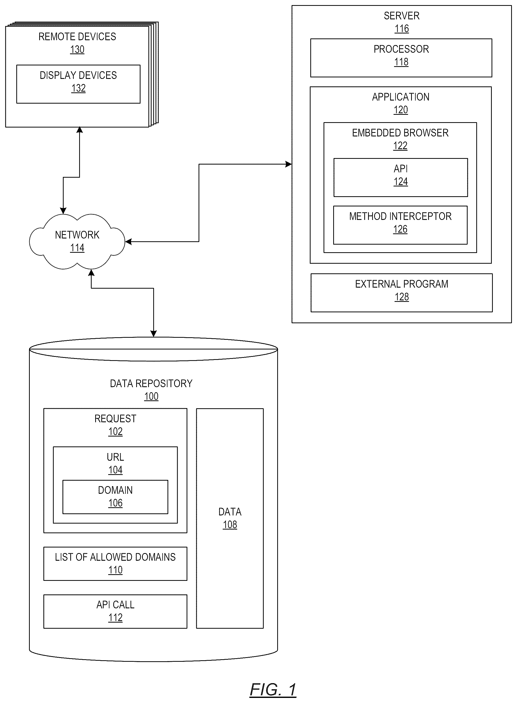 Patent US12333034 — Secure embedded web browser — Figure 1