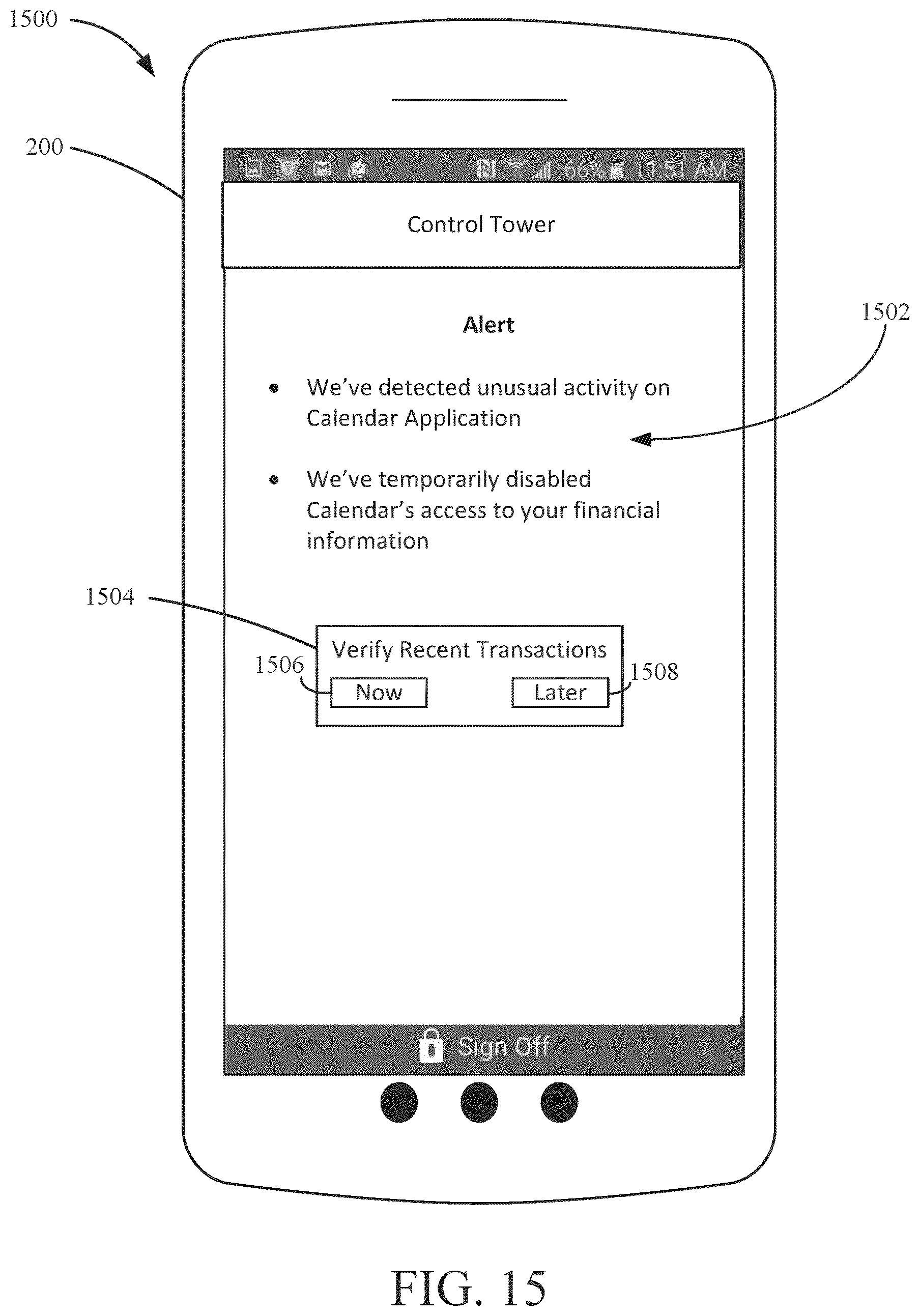 Patent US12333047 Figure 15 – Scrubbing account data accessed via links to applications or devices