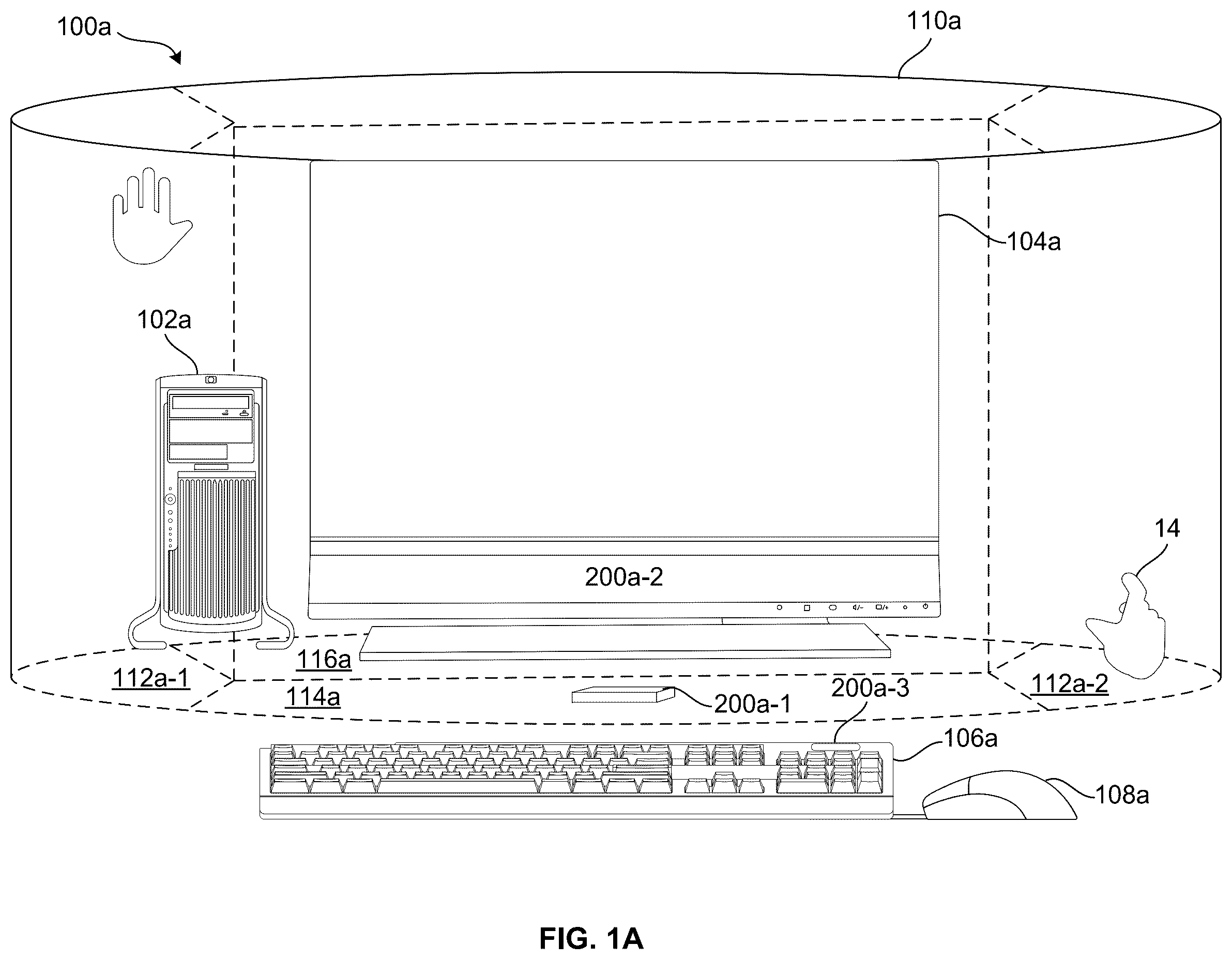 Patent US12333081 — Interacting with a machine using gestures in first and second user-specific virtual planes — Figure 1