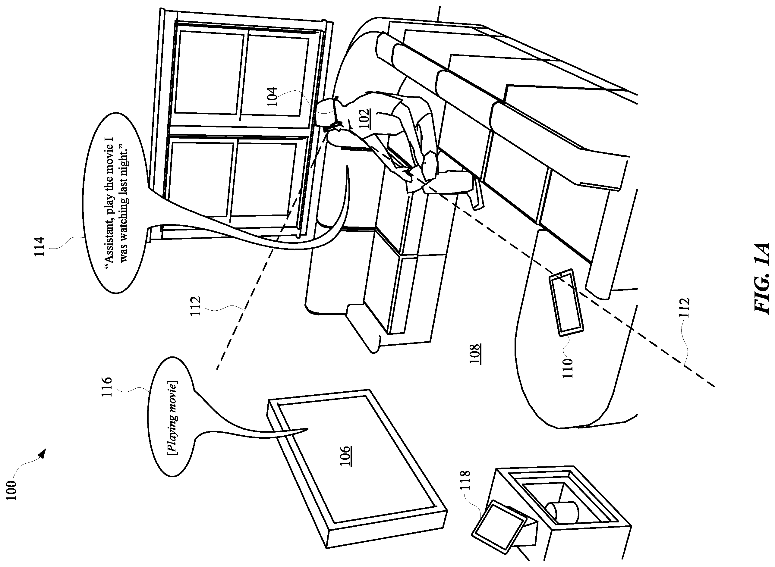 Patent US12333084 — Assistant device arbitration using wearable device data — Figure 1
