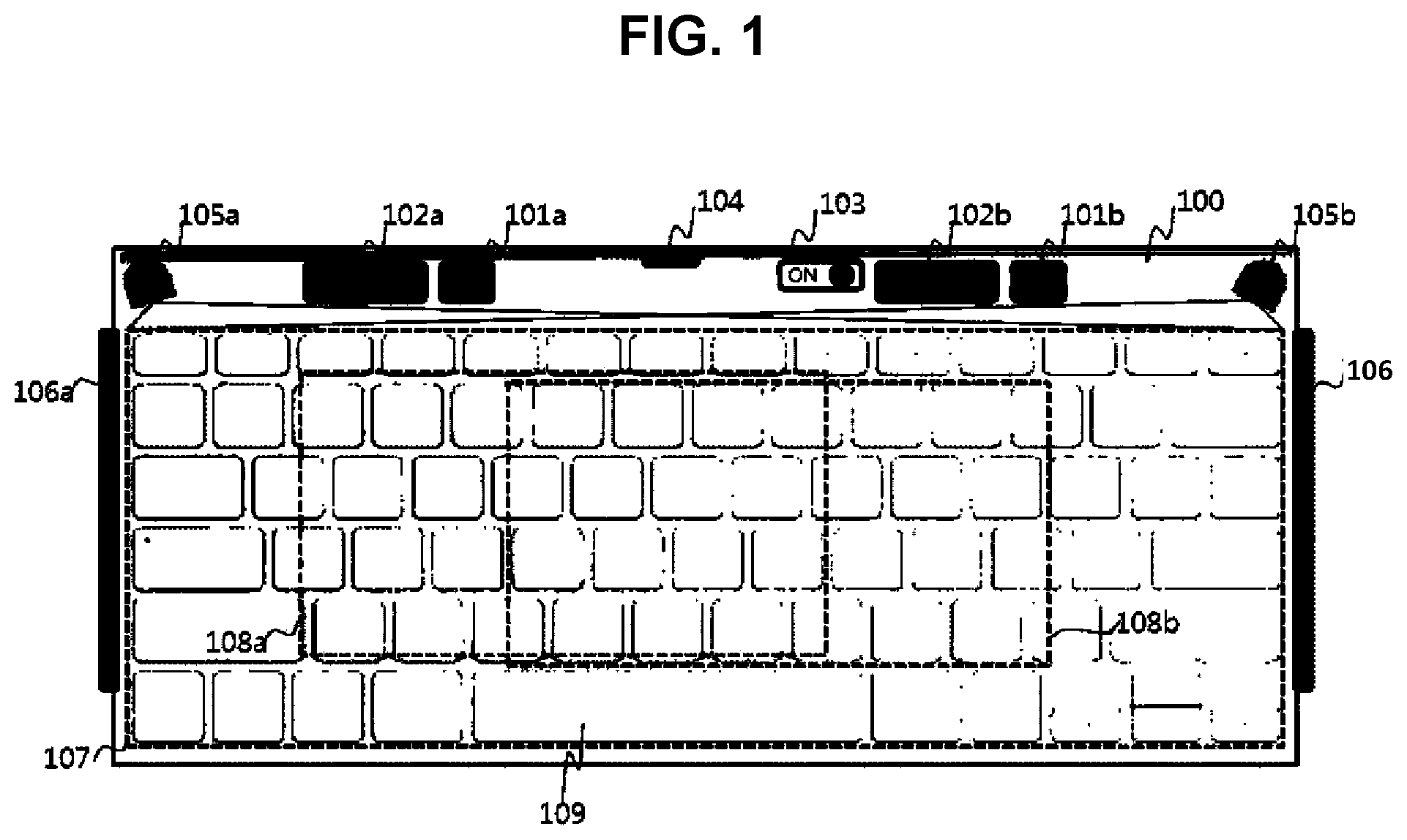Patent US12333090 Figure 1 – Electronic device having multi-functional human interface