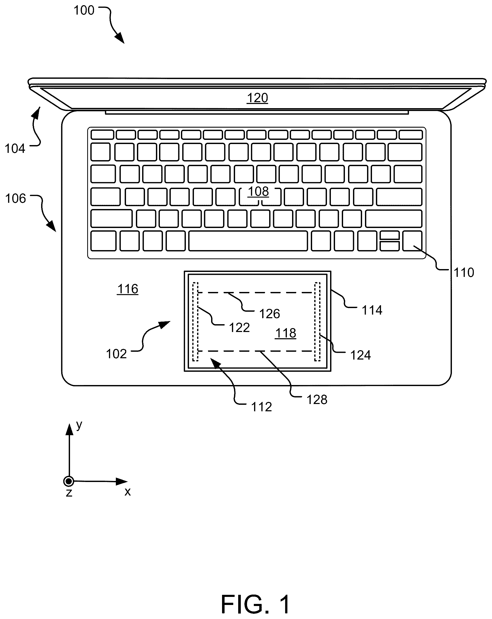 Patent US12333094 — Mechanical flexural parallel motion trackpad — Figure 1