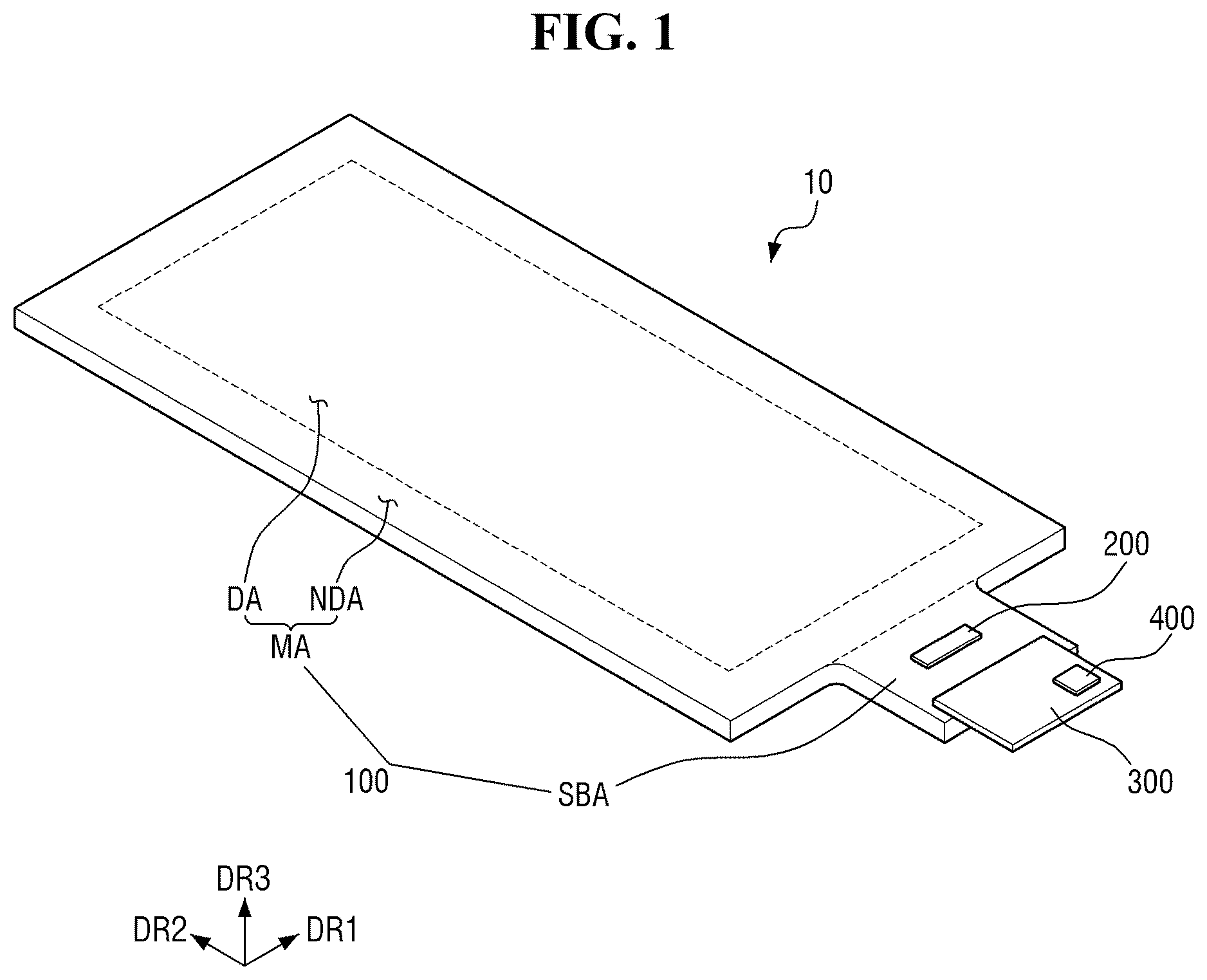 Patent US12333105 — Display device having touch sensing — Figure 1