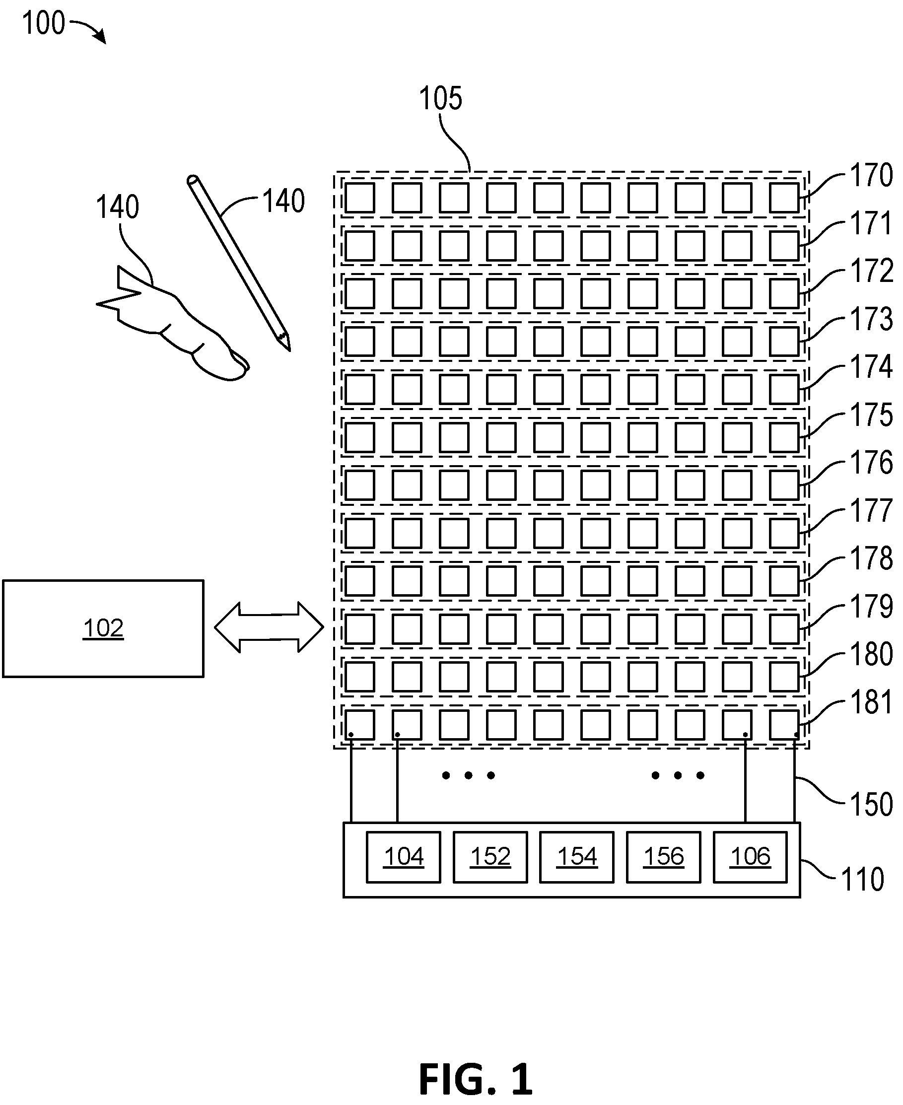 Patent US12333112 — System and method for parallel touch sensing — Figure 1