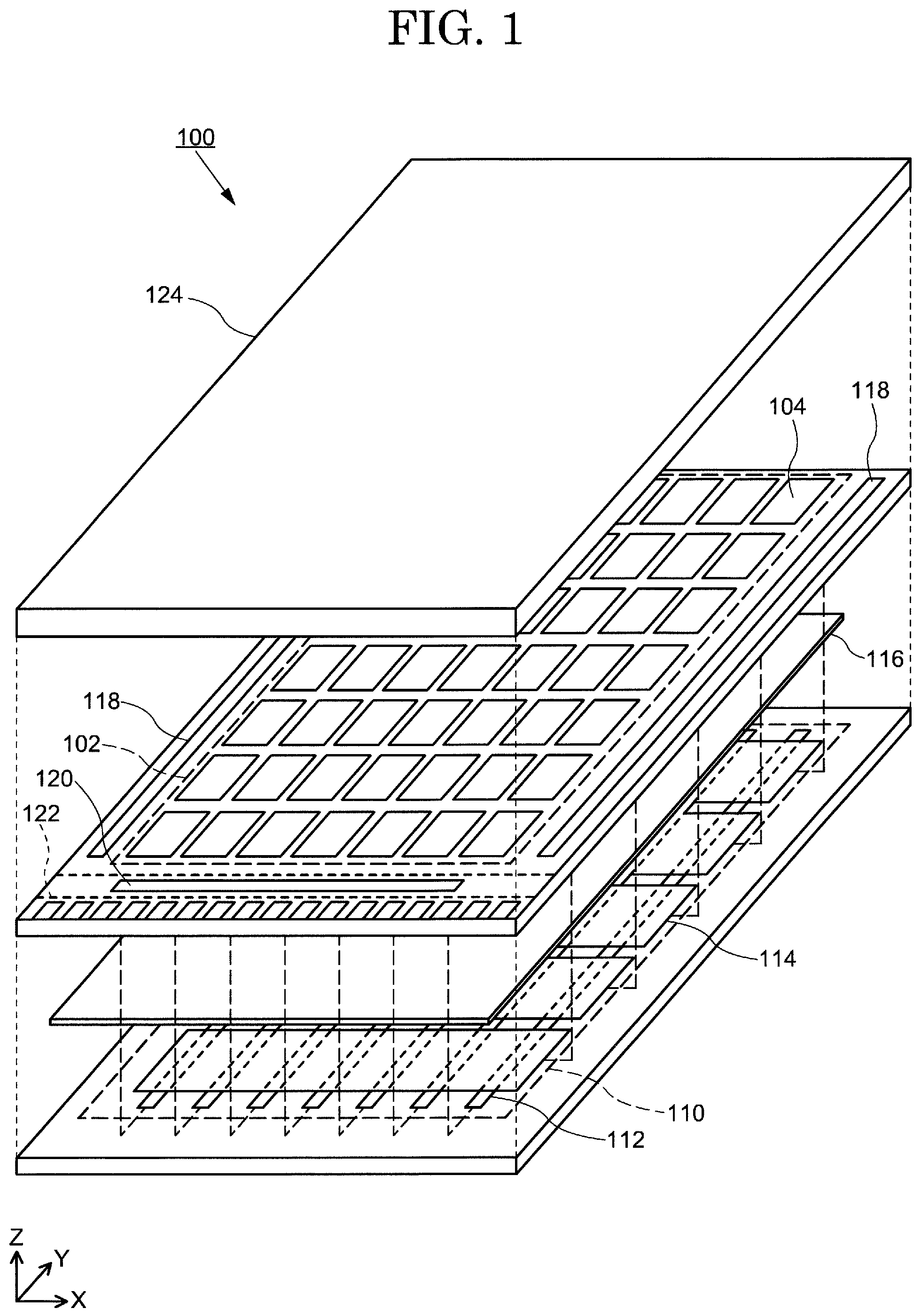 Patent US12333118 — Display device with touch and fingerprint sensor — Figure 1