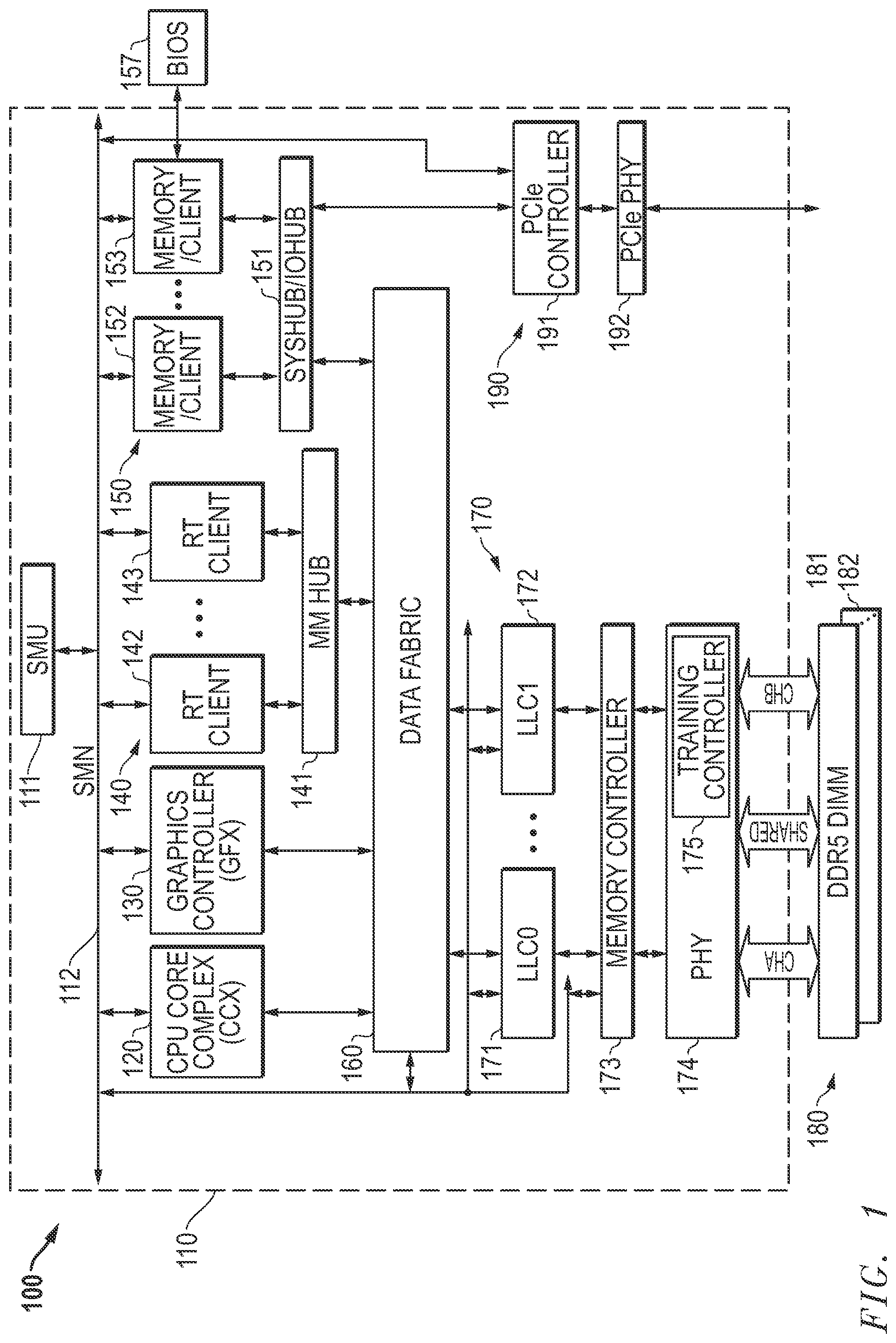 Patent US12333158 — Efficient memory power control operations — Figure 1