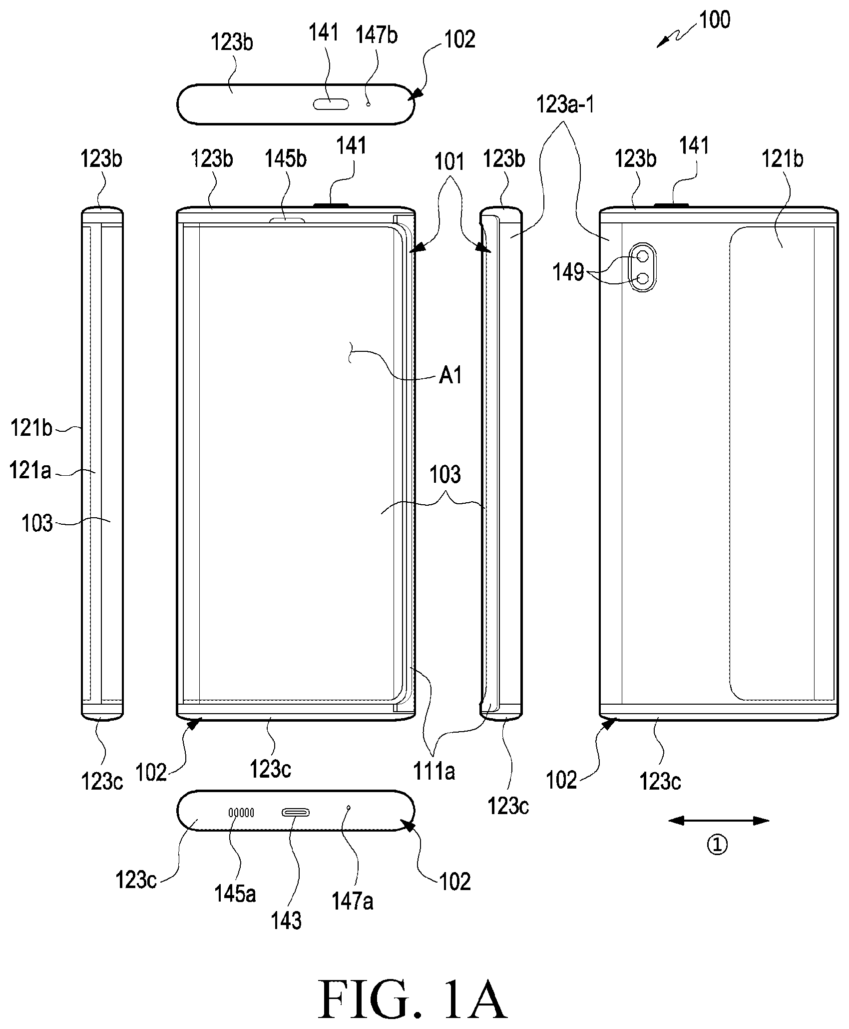 Patent US12333210 Figure 1 – Electronic device including flexible display and method for operating the same