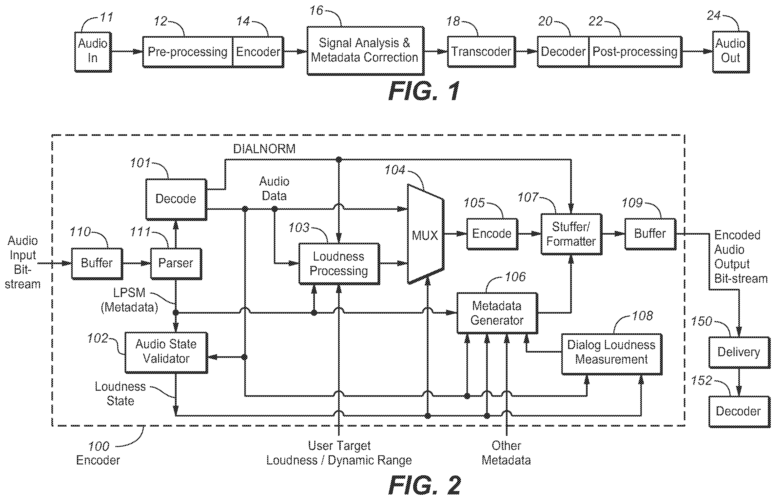Patent US12333214 — System and method for optimizing loudness and dynamic range across different playback devices — Figure 1