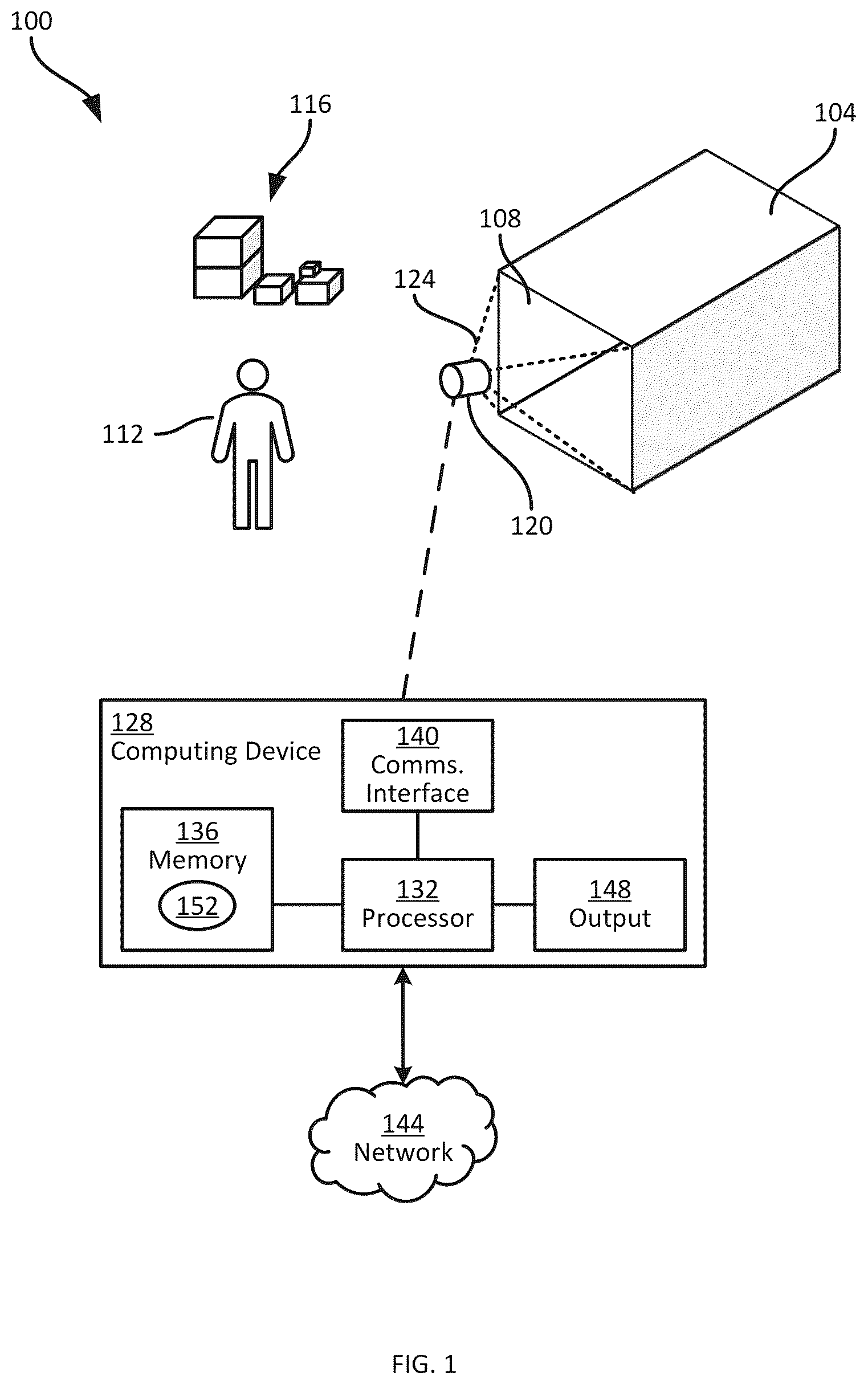 Patent US12333216 — Container fullness tracking method and systems — Figure 1
