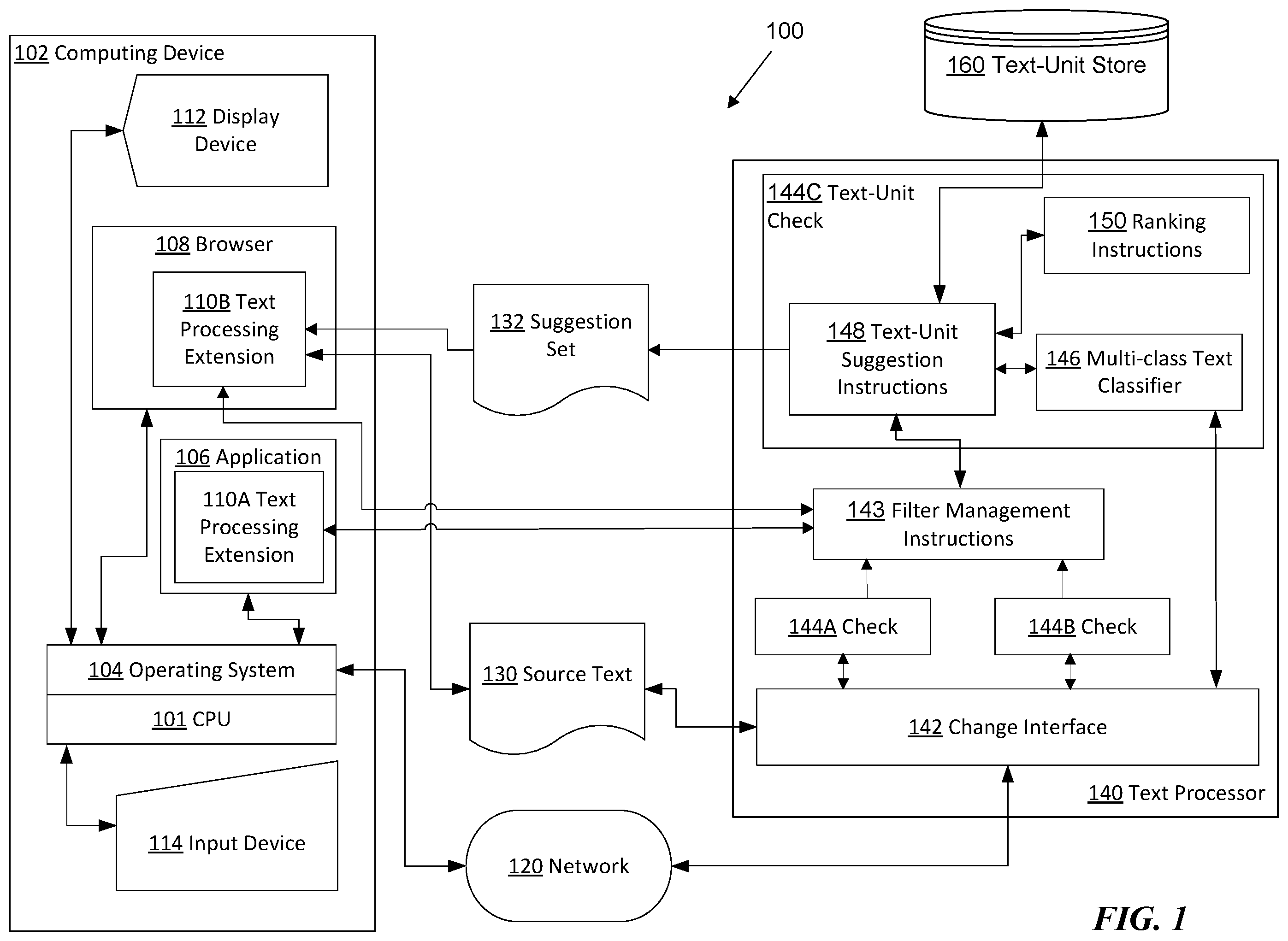 Patent US12333247 — Automatically applying correction suggestions in text checking — Figure 1