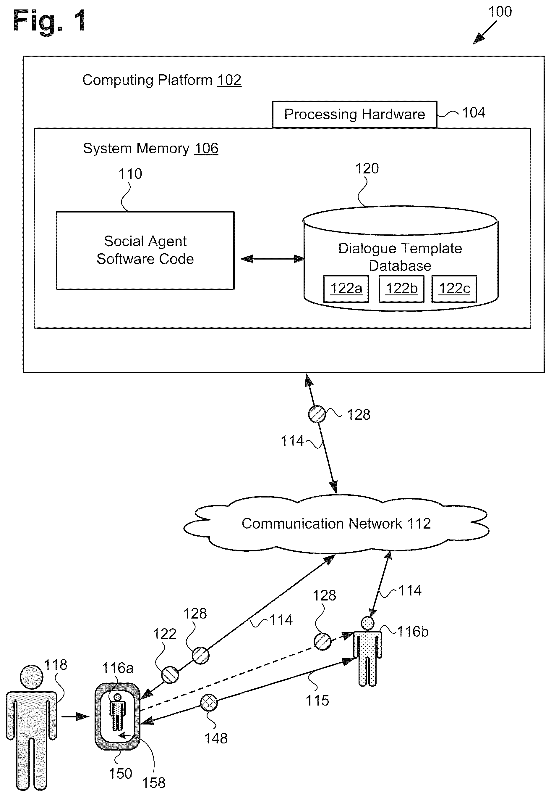 Patent US12333257 — Ensuring user data security while personalizing a social agent — Figure 1