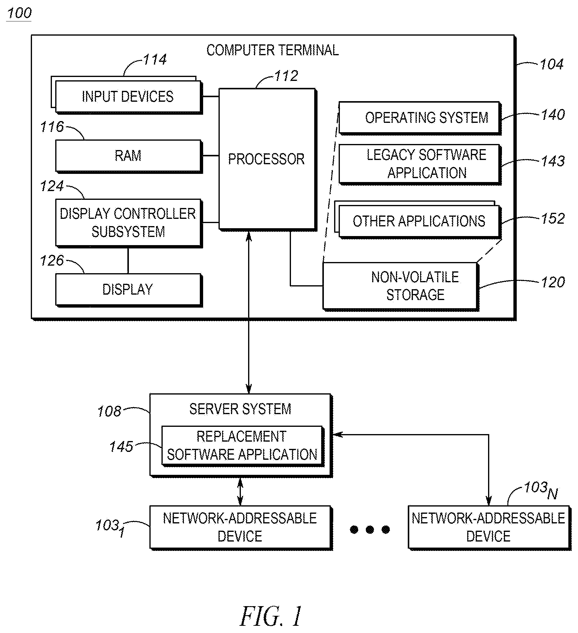 Patent US12333299 — System and method for gradual migration from a legacy application to a replacement application — Figure 1