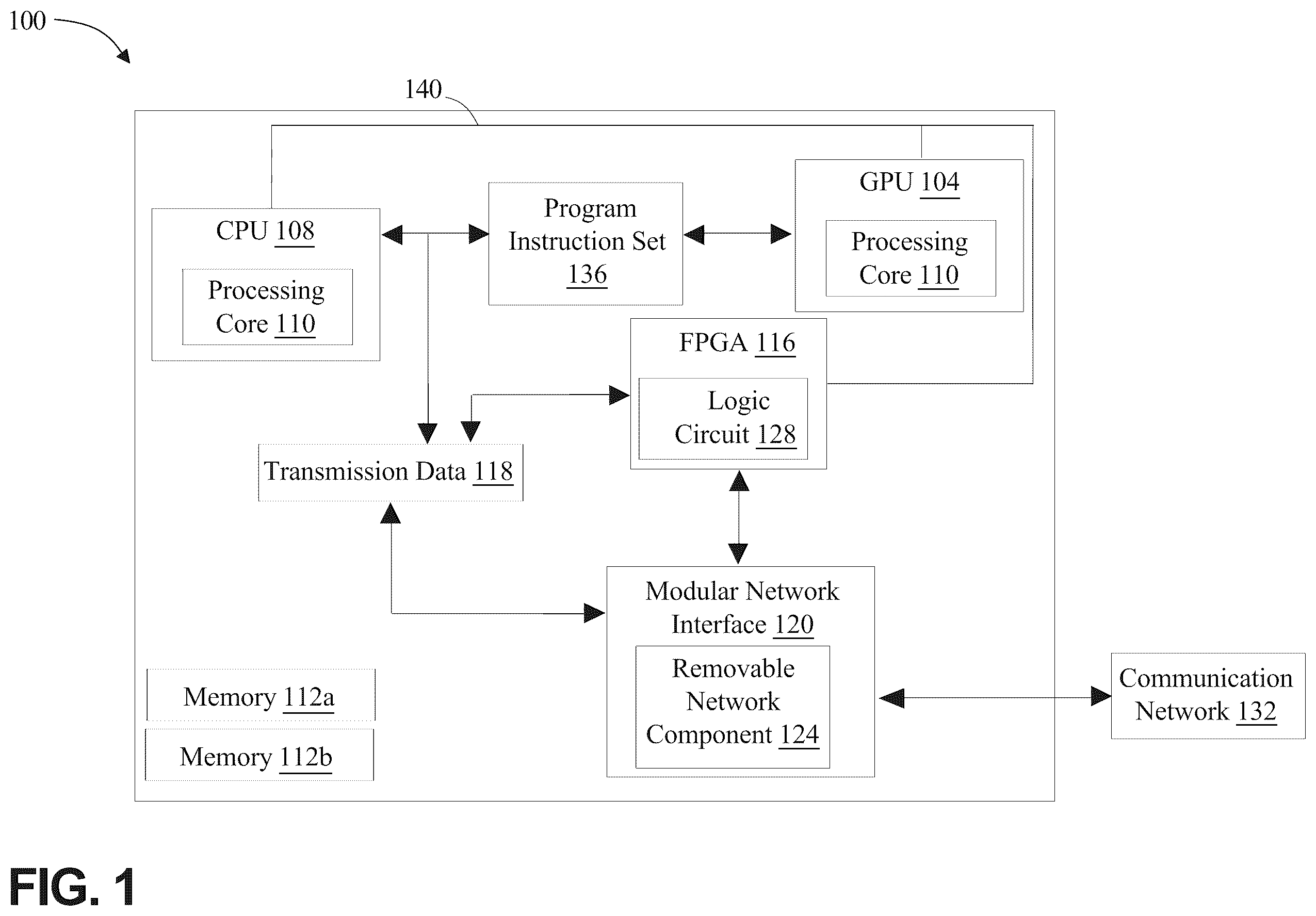 Patent US12333342 — Hardware apparatus for network communications — Figure 1