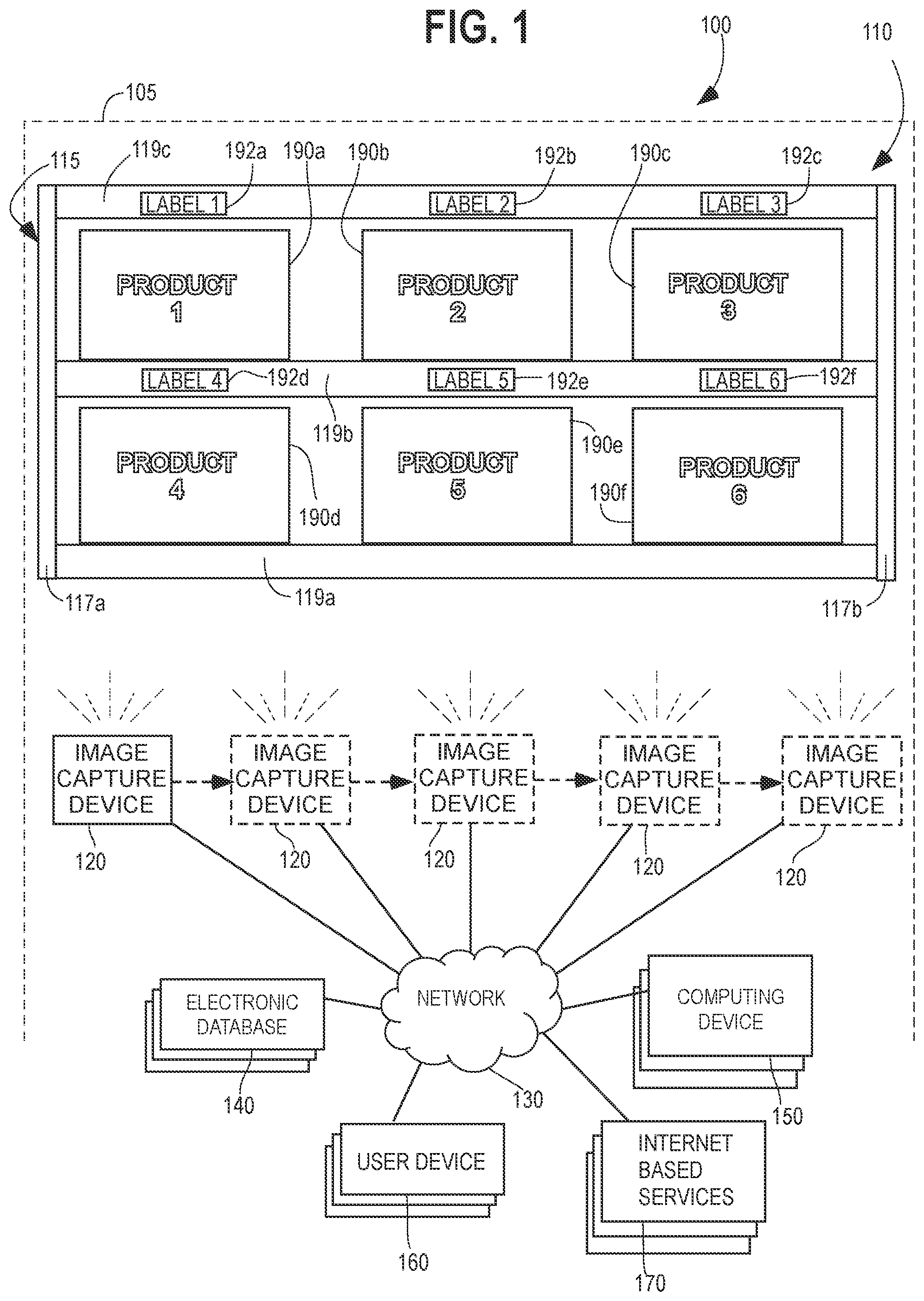 Patent US12333488 — Systems and methods of detecting price tags and associating the price tags with products — Figure 1