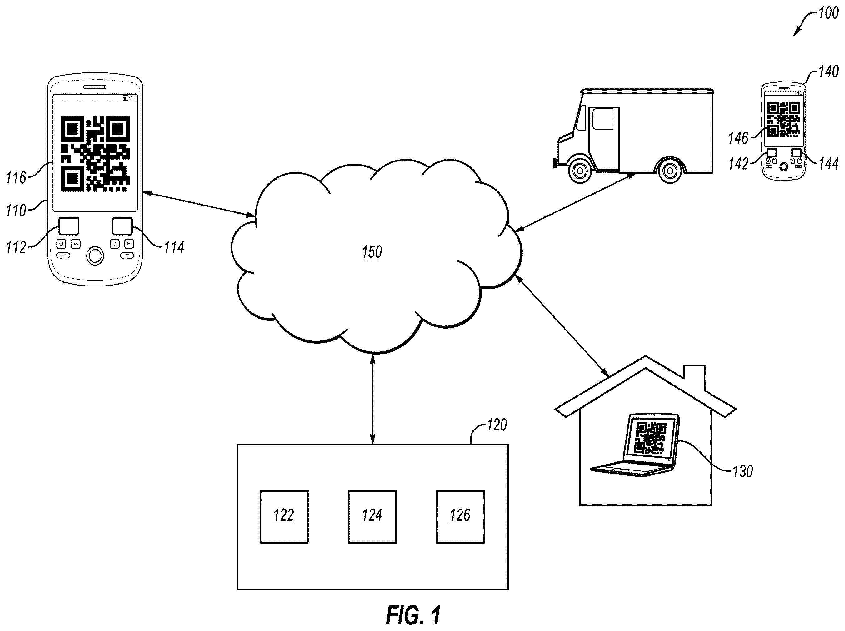 Patent US12333519 — Secure QR code based data transfers — Figure 1