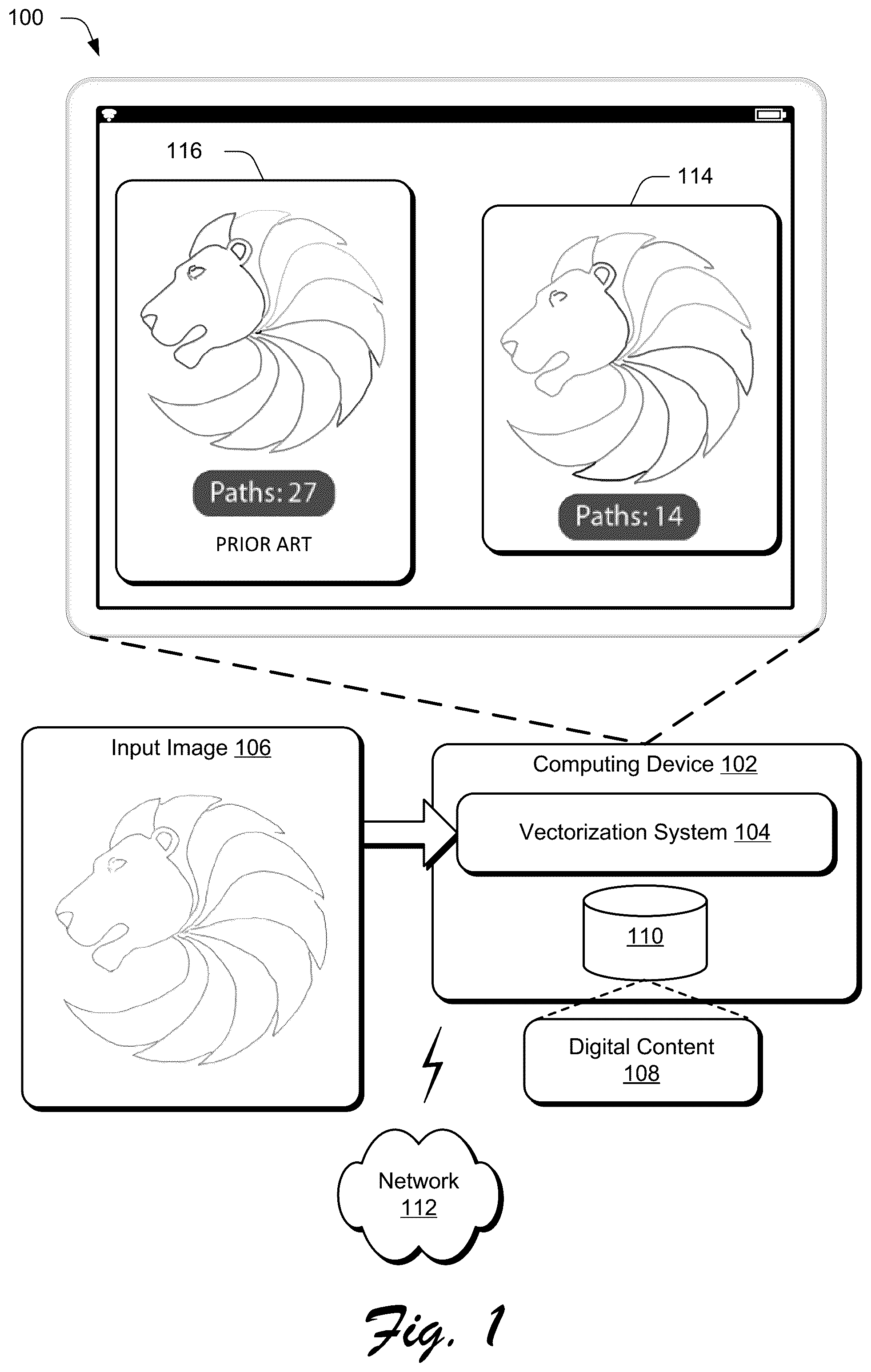 Patent US12333634 — Curve generation for sketch vectorization — Figure 1