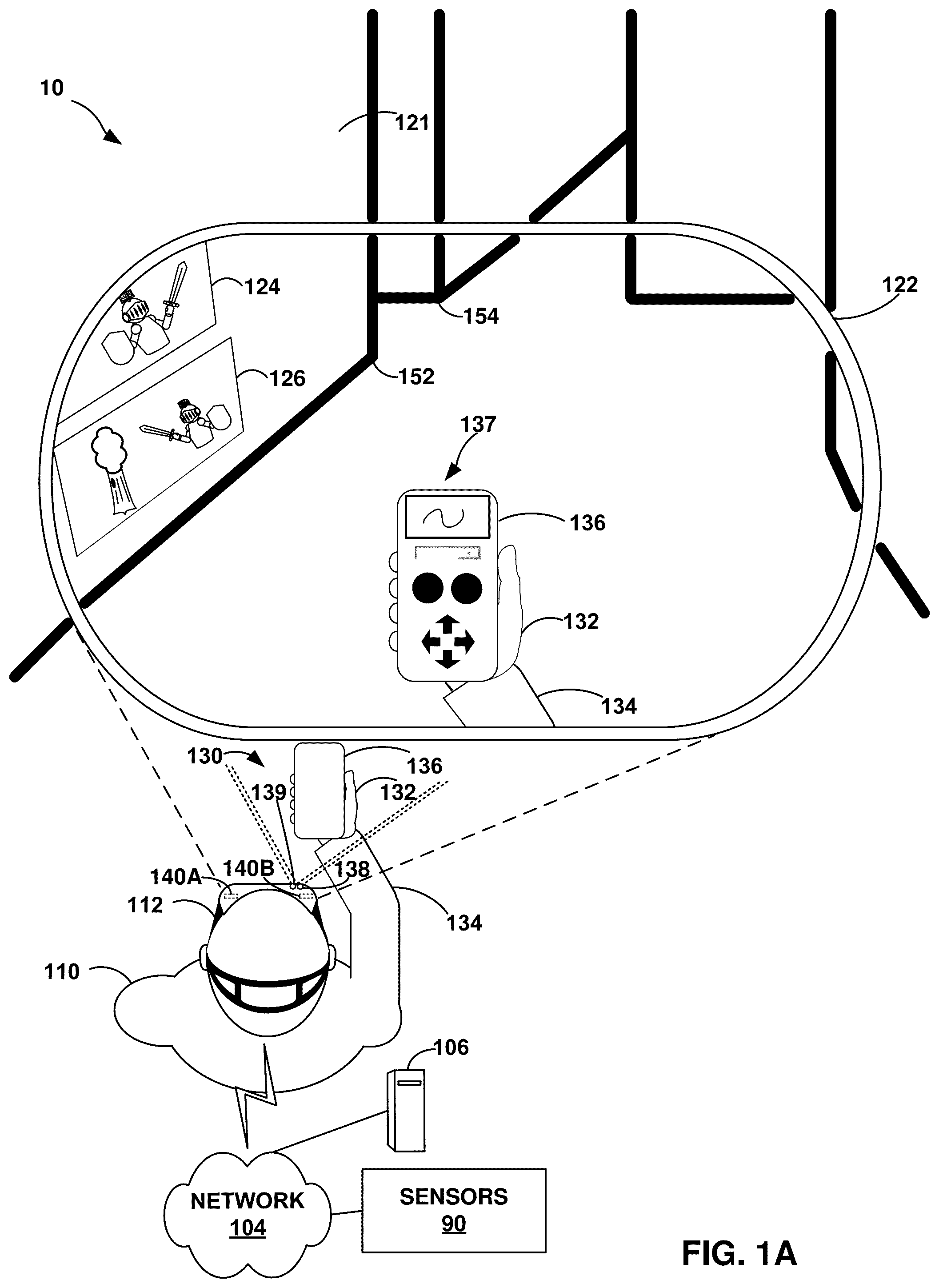 Patent US12333665 — Artificial reality system with varifocal display of artificial reality content — Figure 1