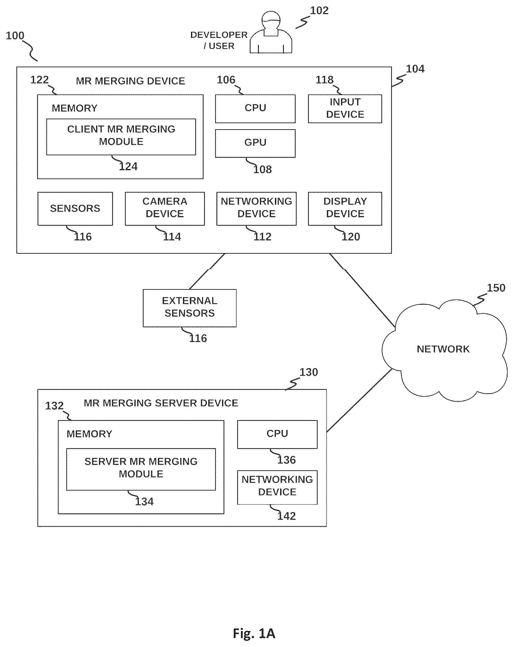 Patent US12333670 Figure 1 – Method and system for merging distant spaces