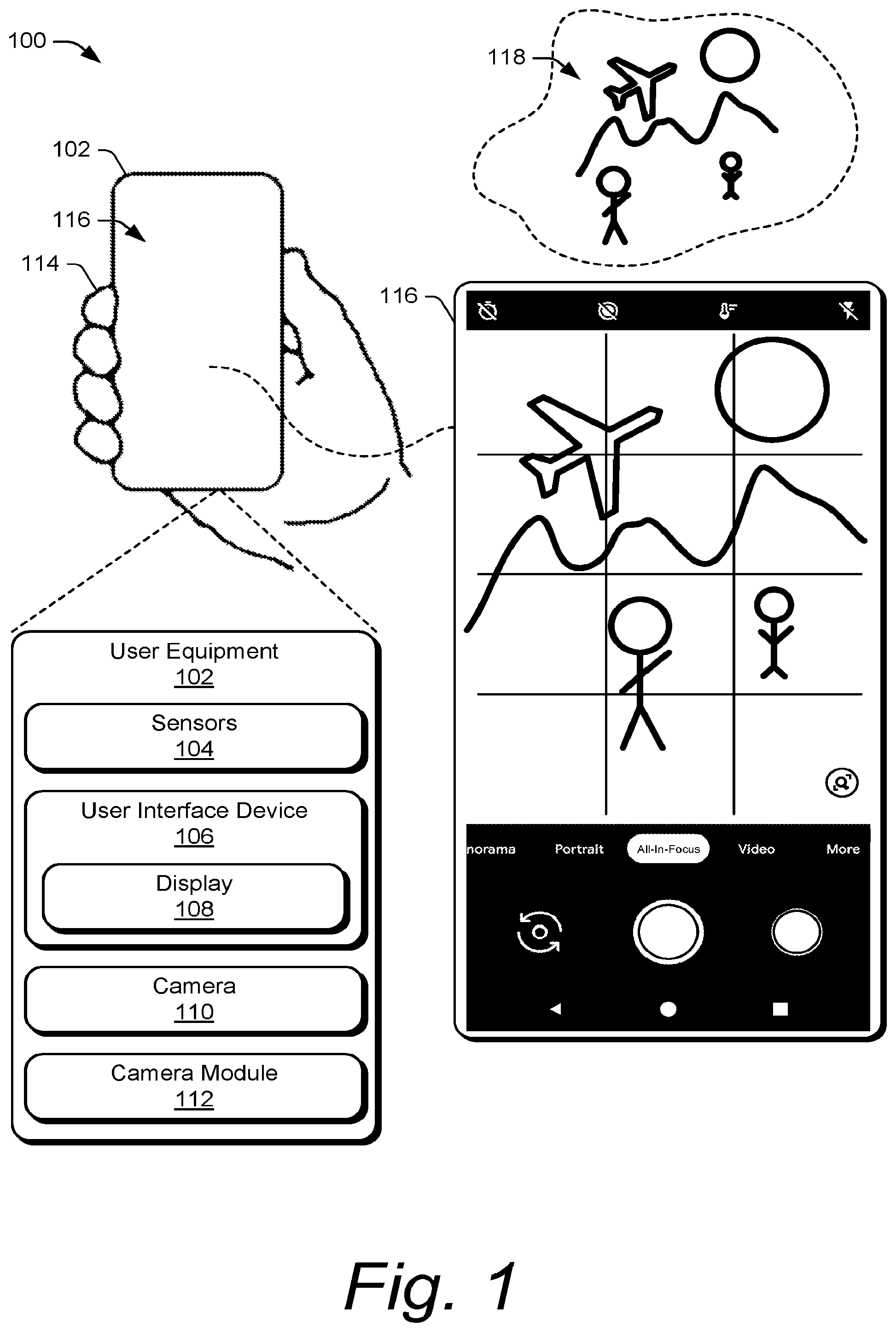 Patent US12333685 Figure 1 – Automatic generation of all-in-focus images with a mobile camera