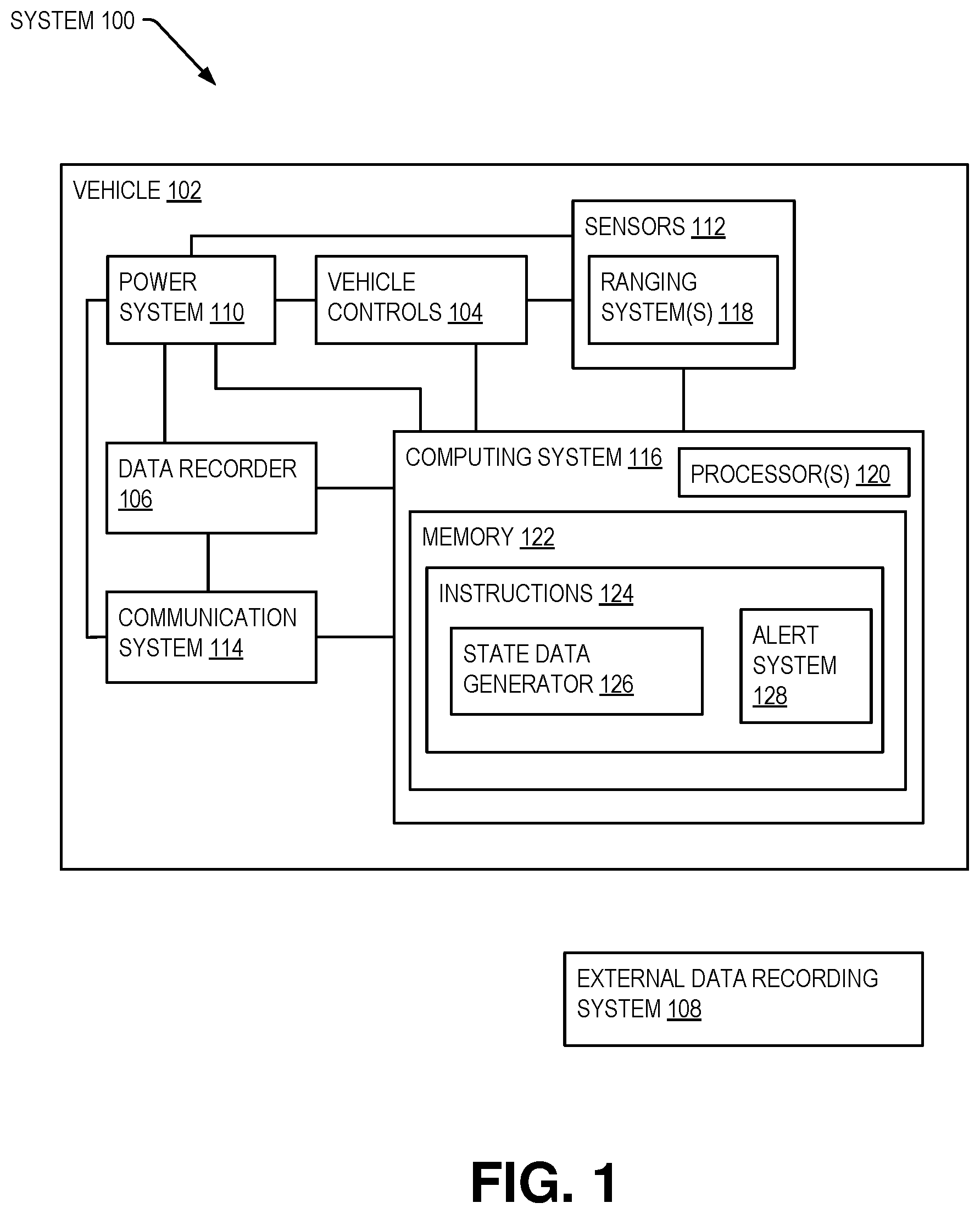 Patent US12333872 — Vehicle control usage monitoring — Figure 1