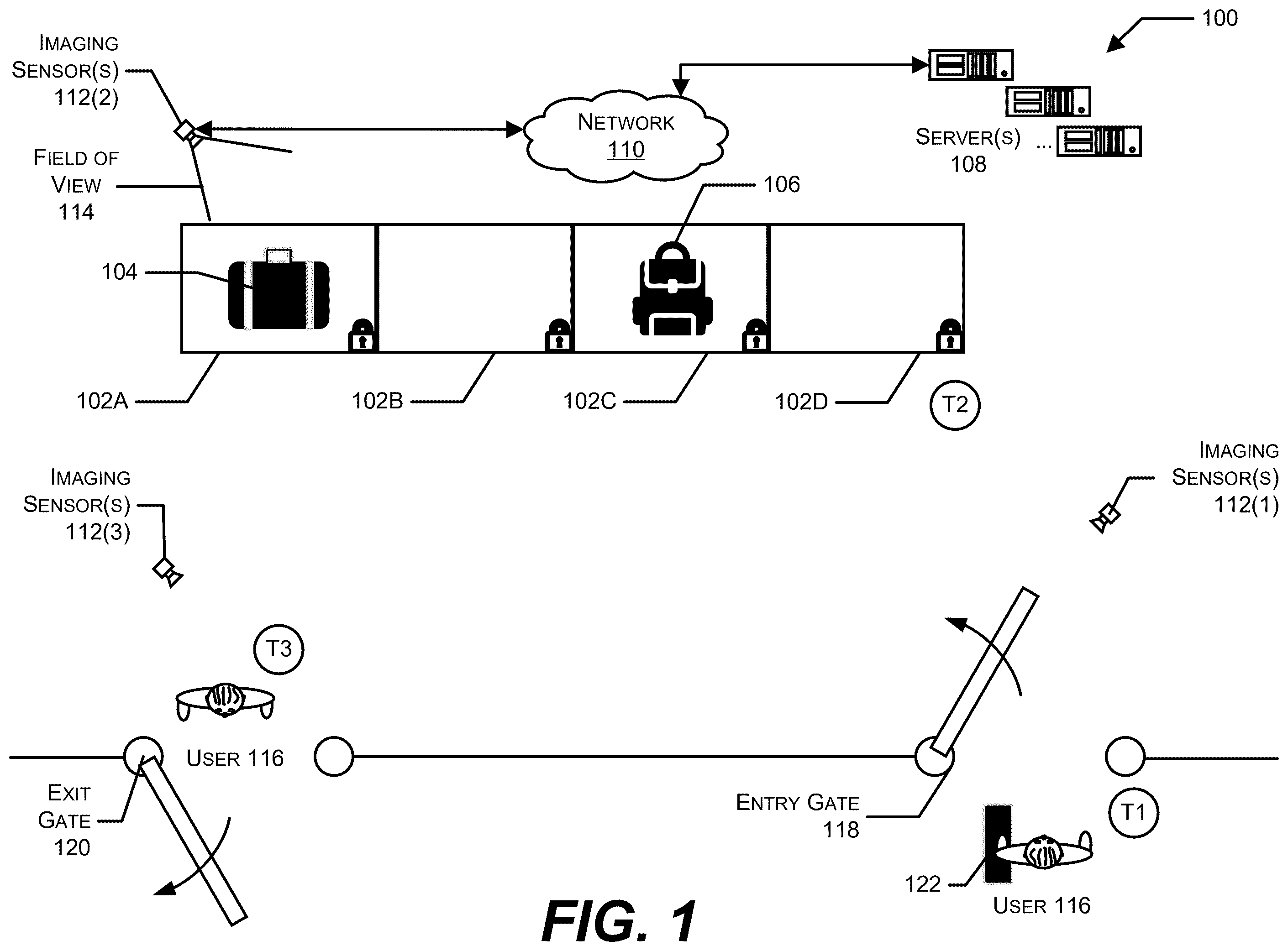 Patent US12333880 — Secure item dropoff and retrieval — Figure 1