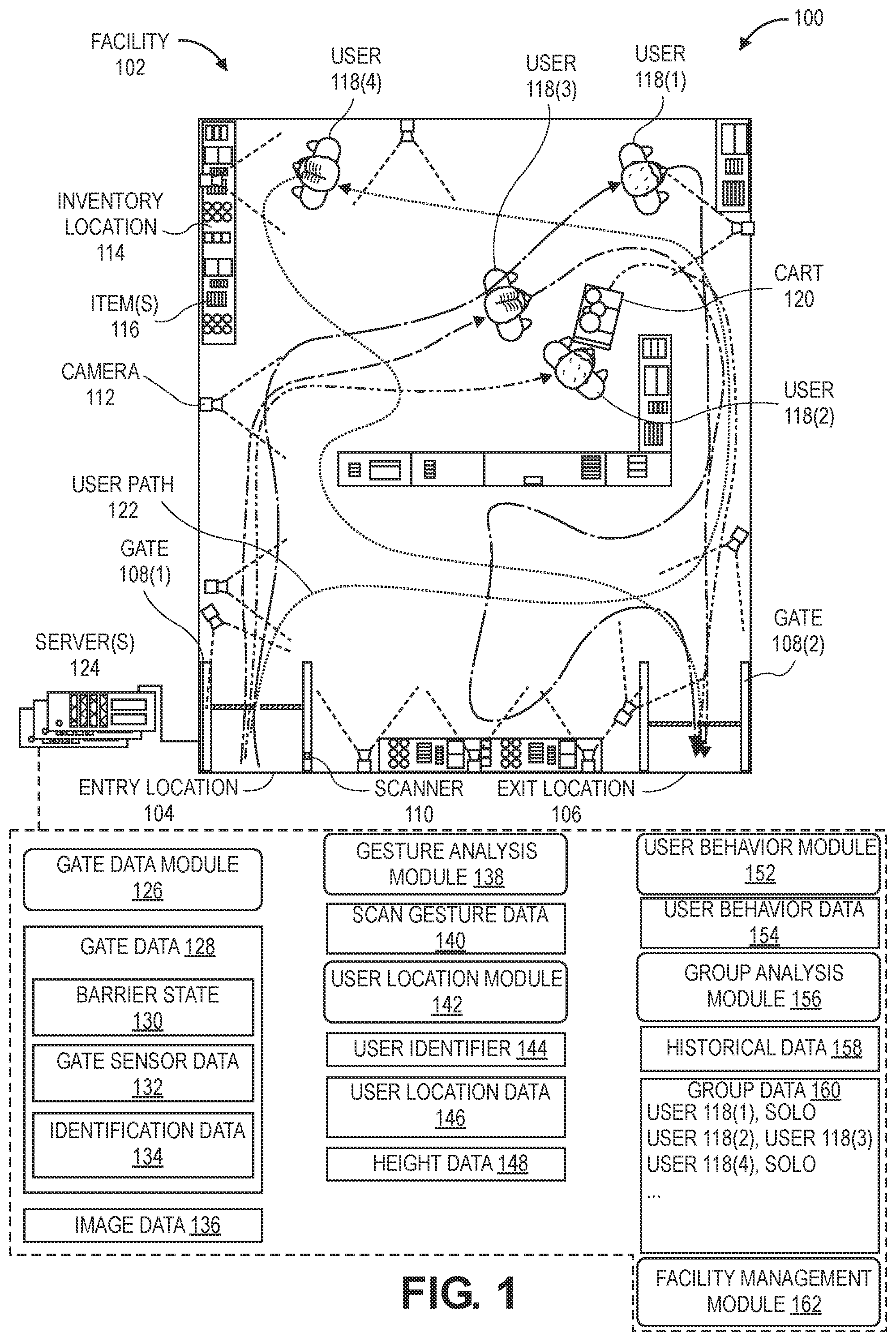 Patent US12333881 Figure 1 – Group determination and association