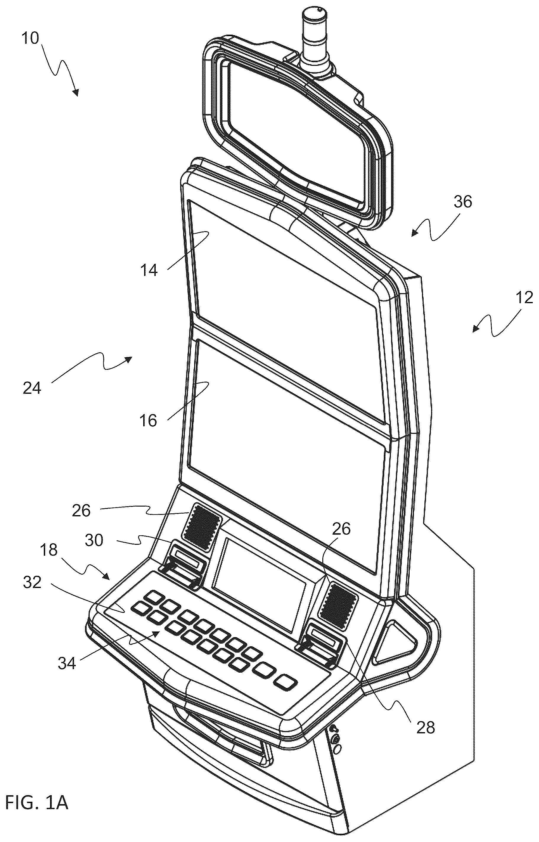 Patent US12333902 — Gaming machine, control method for machine, and program for operating gaming machines to display computer animated reel games — Figure 1