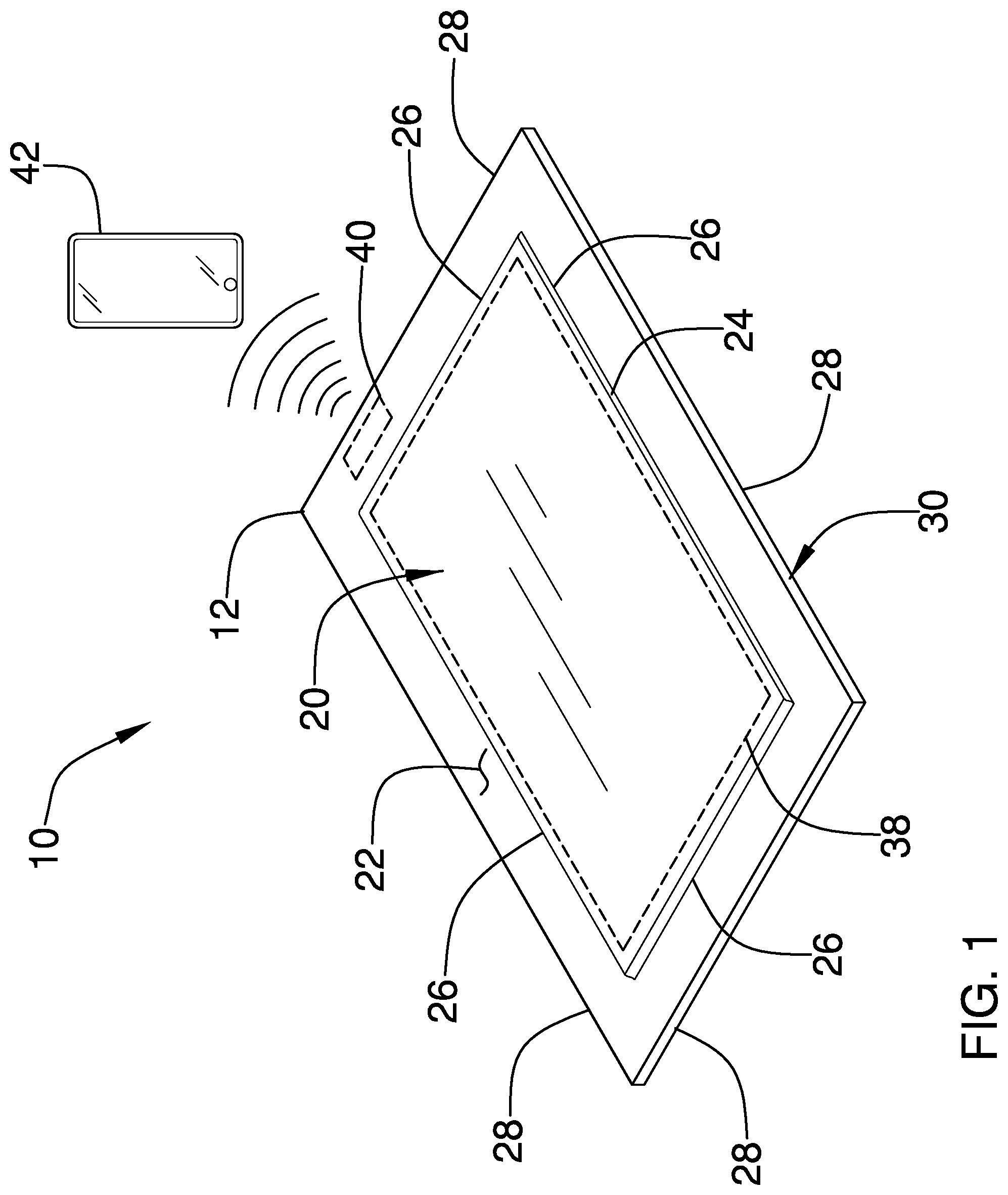Patent US12333916 — Weight sensing parking pad device — Figure 1