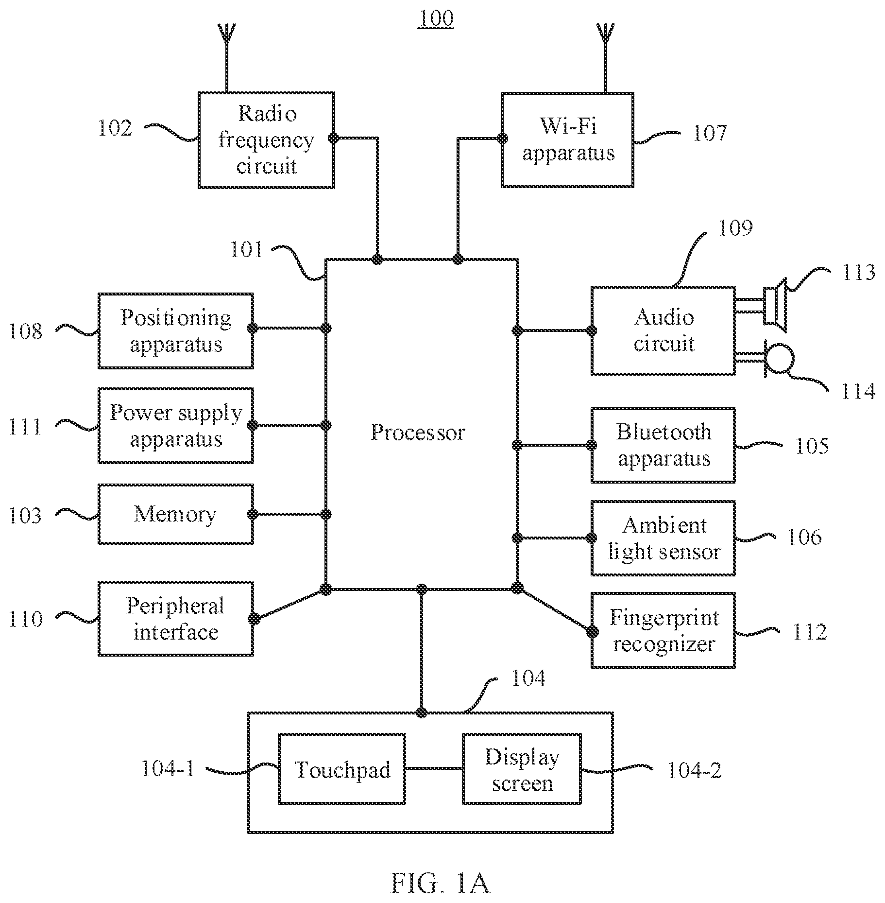 Patent US12333981 — Ambient light and proximity detection method, photographing method, and terminal — Figure 1