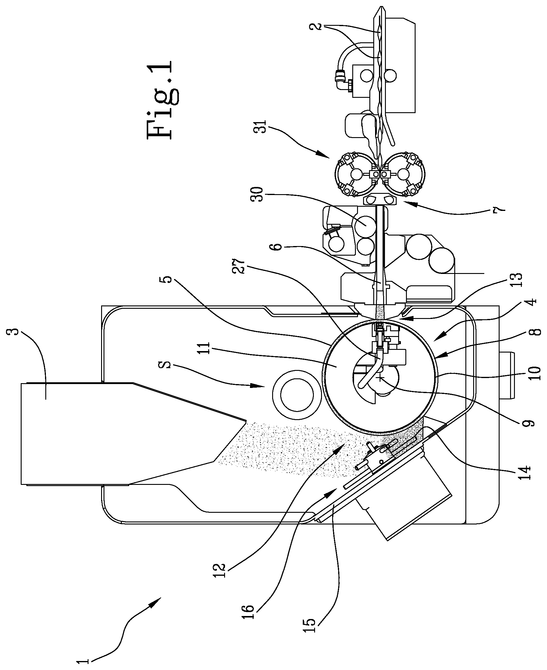 Patent US12338016 — Machine and a process for manufacturing pouches containing a cohesionless material — Figure 1
