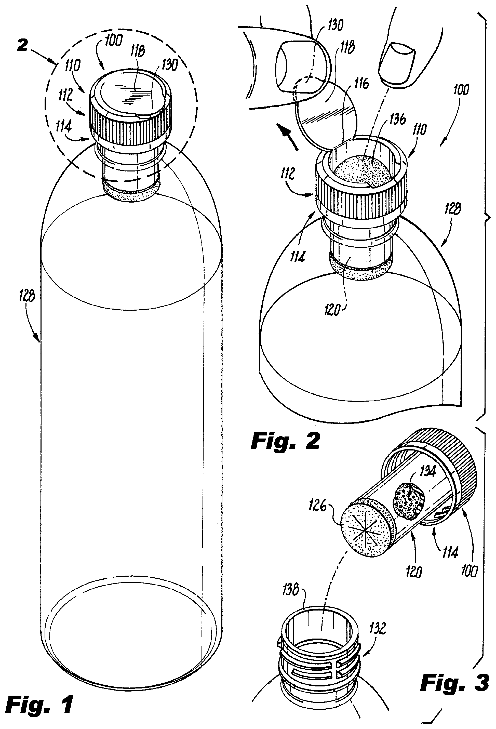 Patent US12338042 — Bottle cap device with pressurized release — Figure 1
