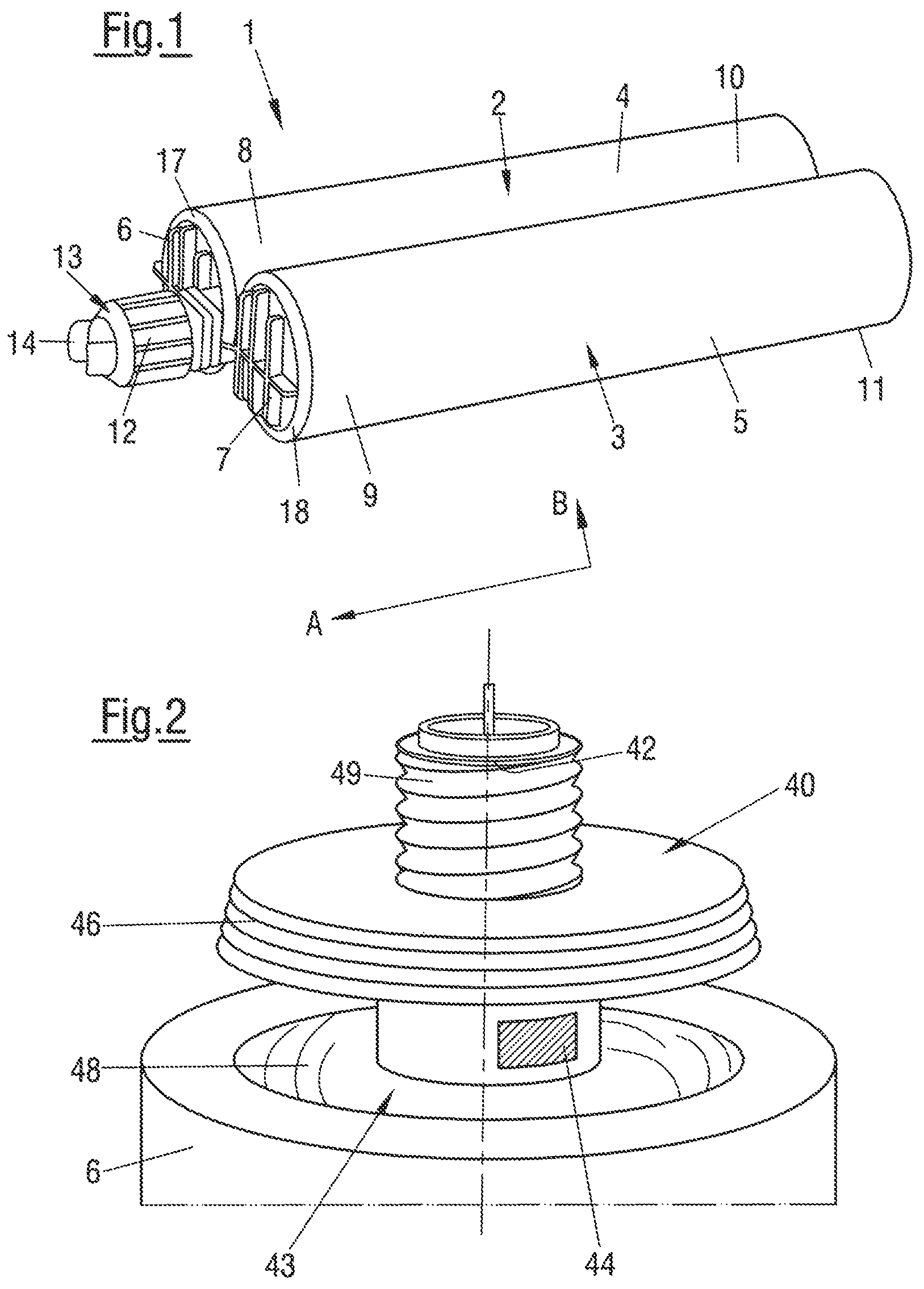 Patent US12338053 Figure 1 – Cartridge and connector for a cartridge