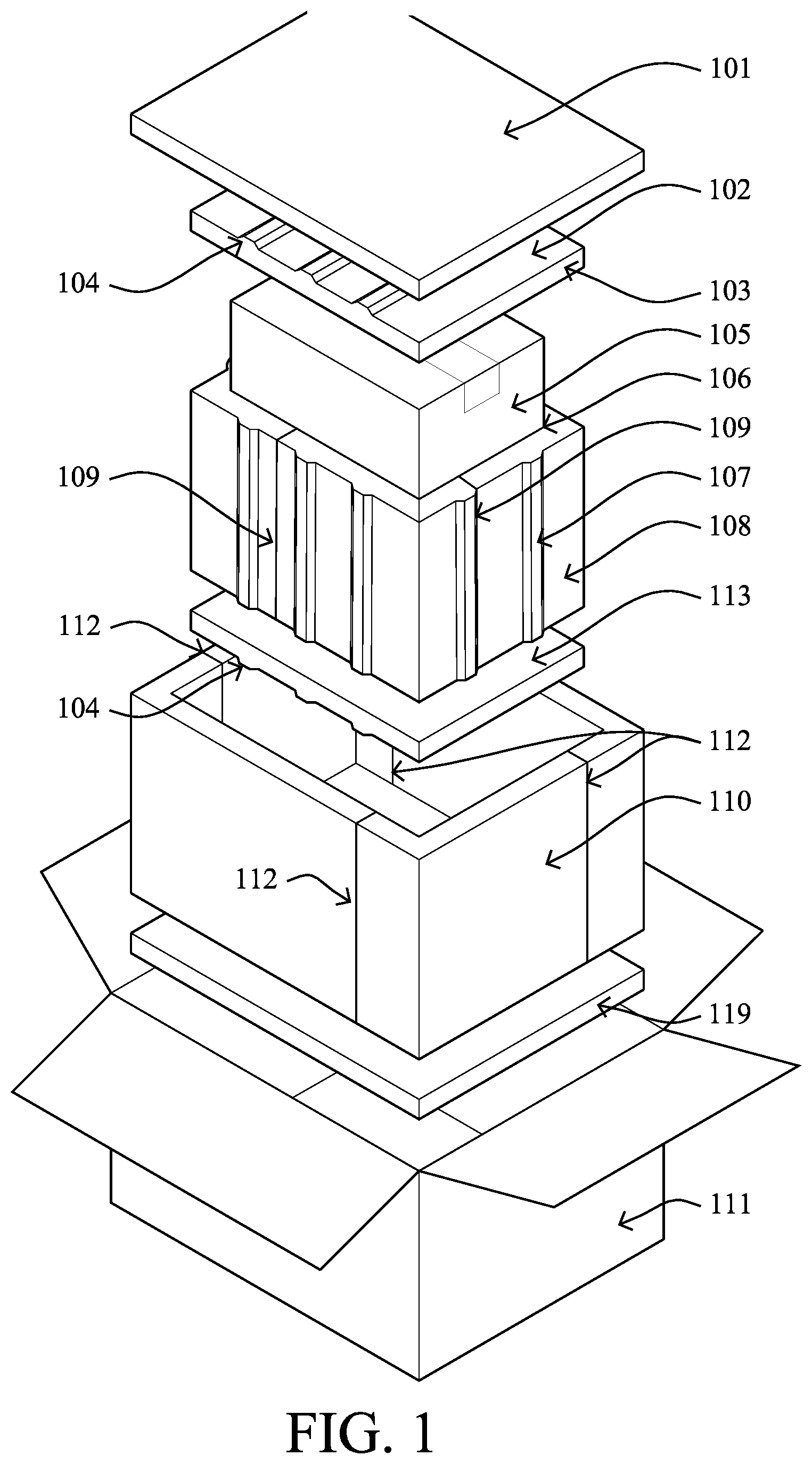 Patent US12338054 — Insulated shipping containers with compound insulation having space therebetween — Figure 1