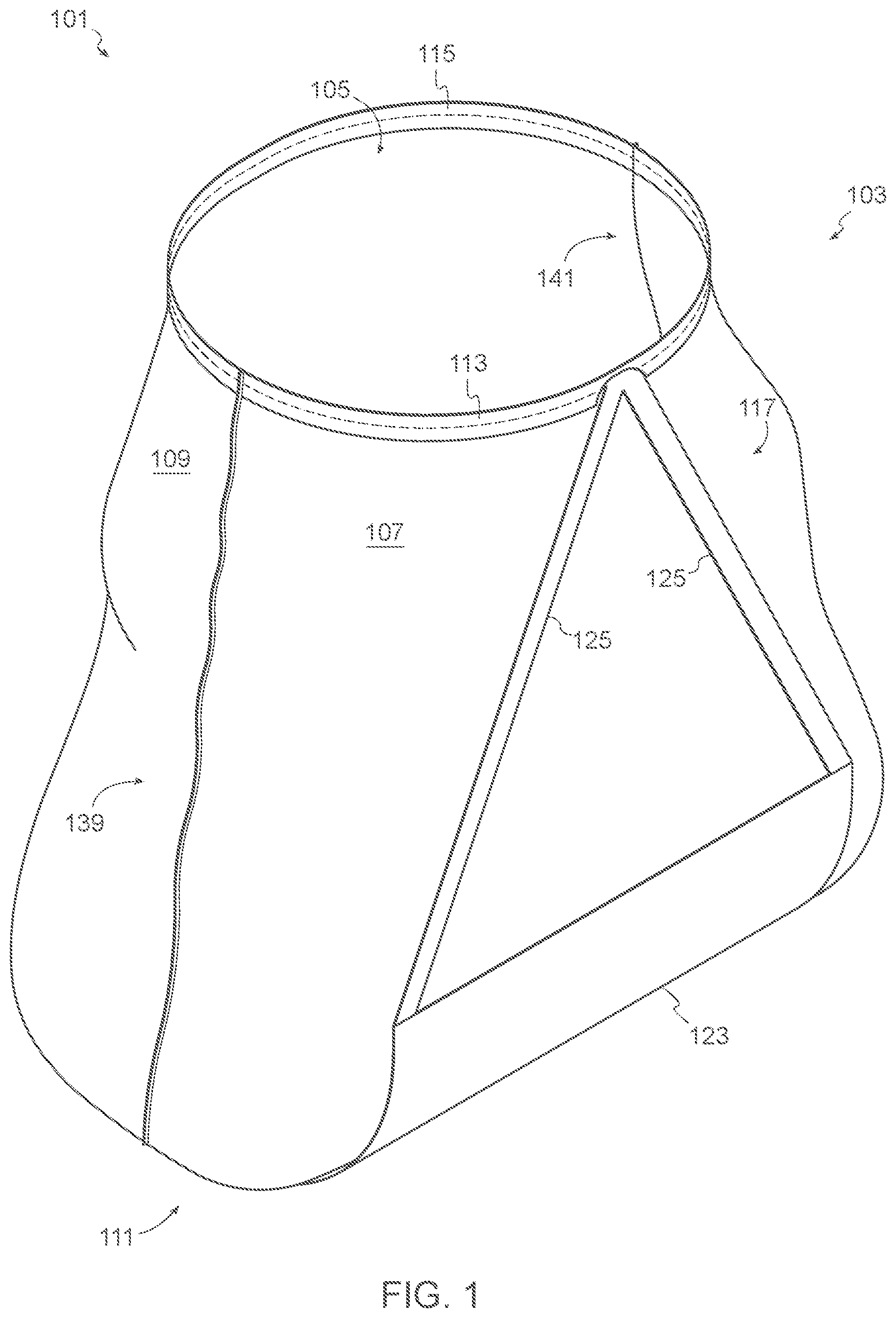 Patent US12338063 — Strap-reinforced waste bag system — Figure 1