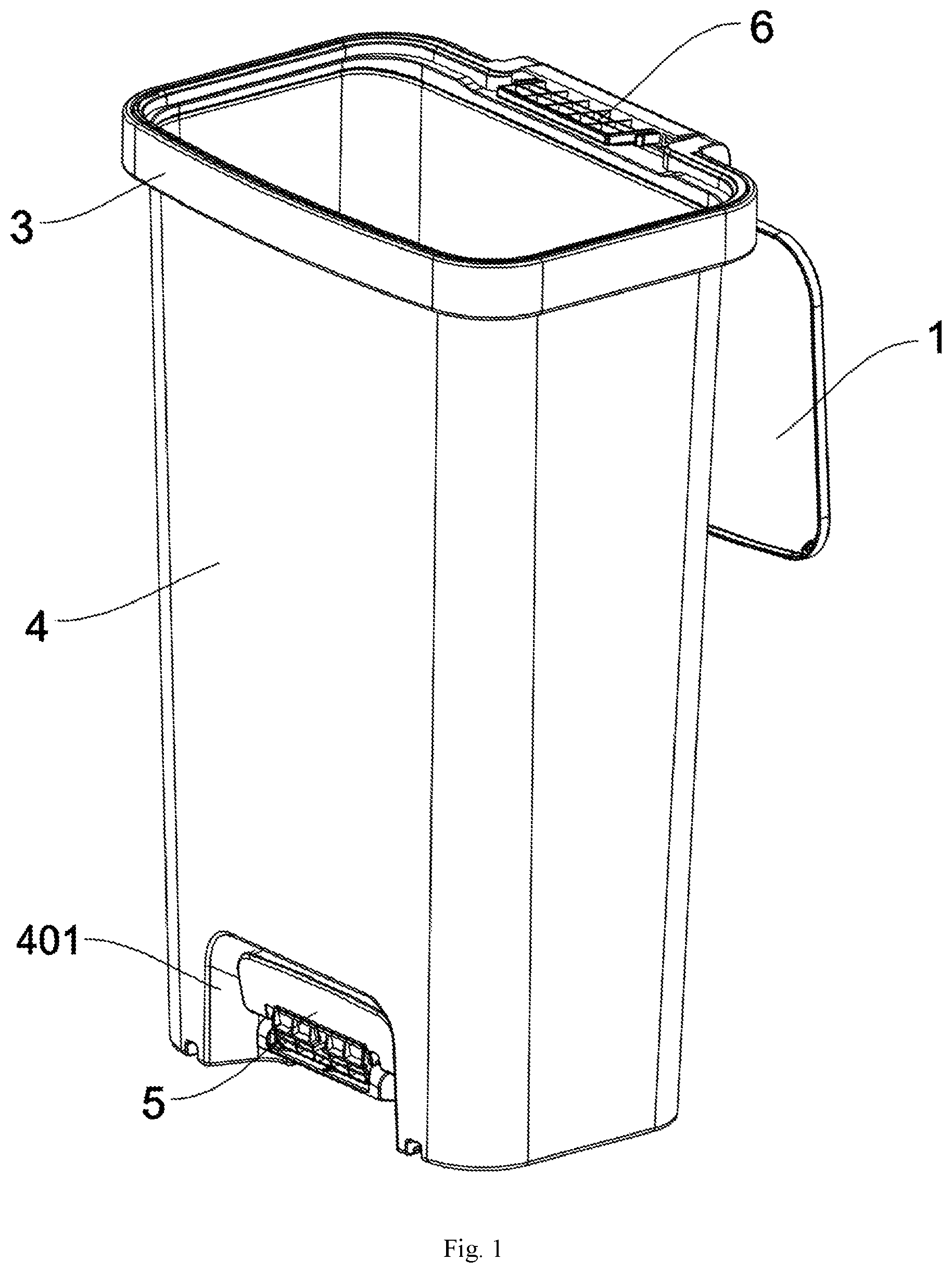 Patent US12338066 — Fixing structure for lid assembly and disassembly — Figure 1