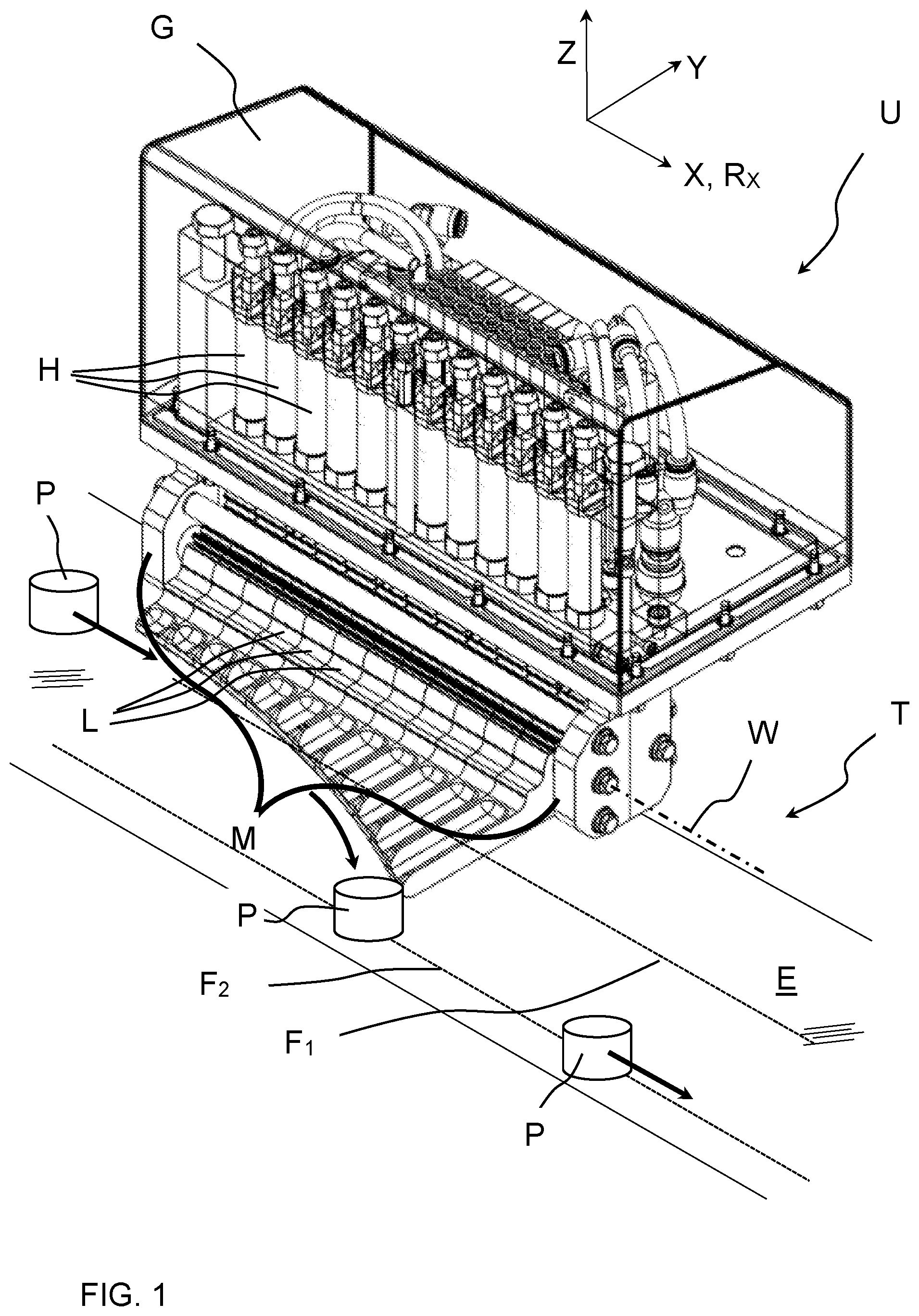 Patent US12338080 — Deflection device — Figure 1