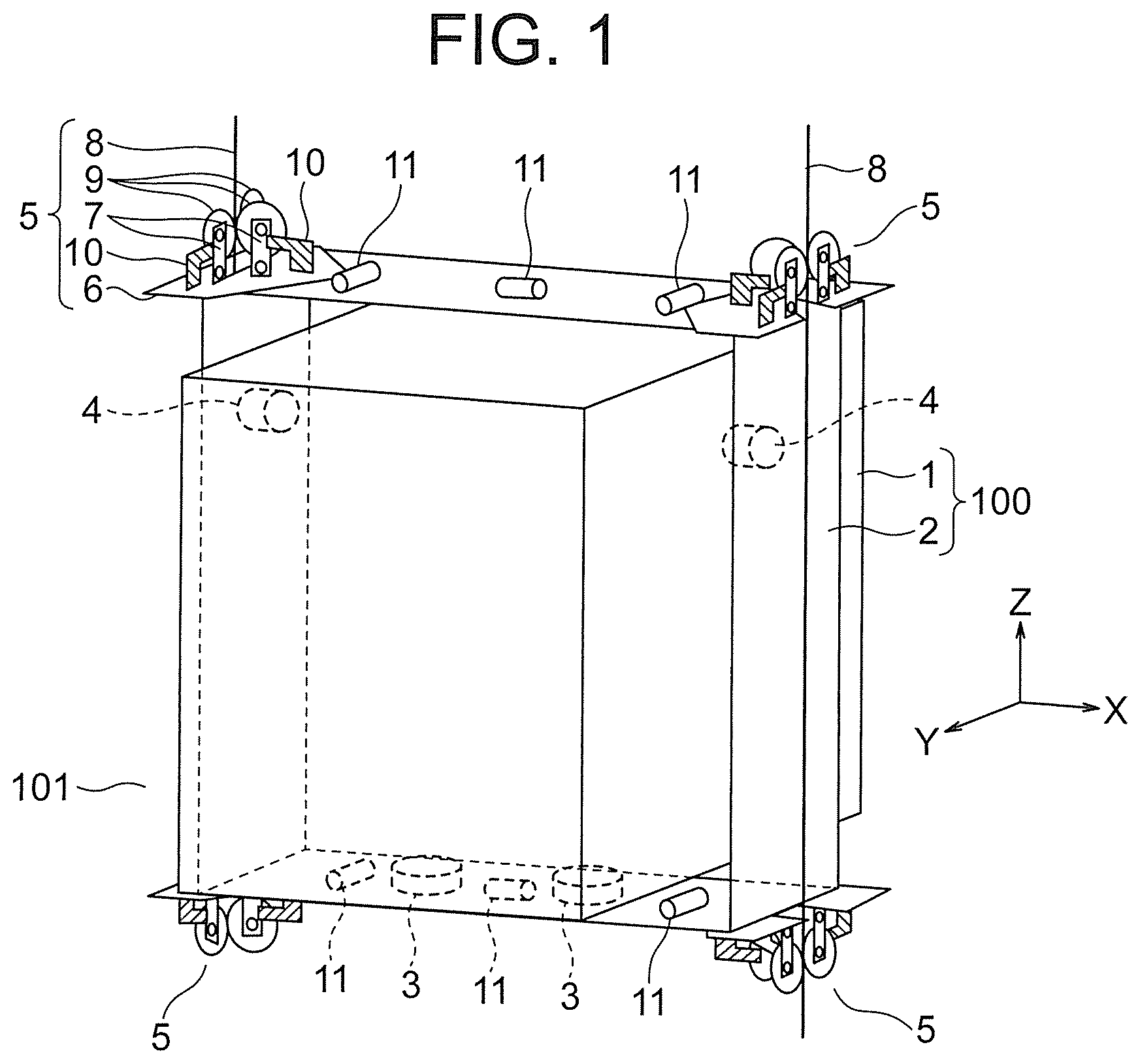 Patent US12338103 — Active guide roller and elevator device — Figure 1