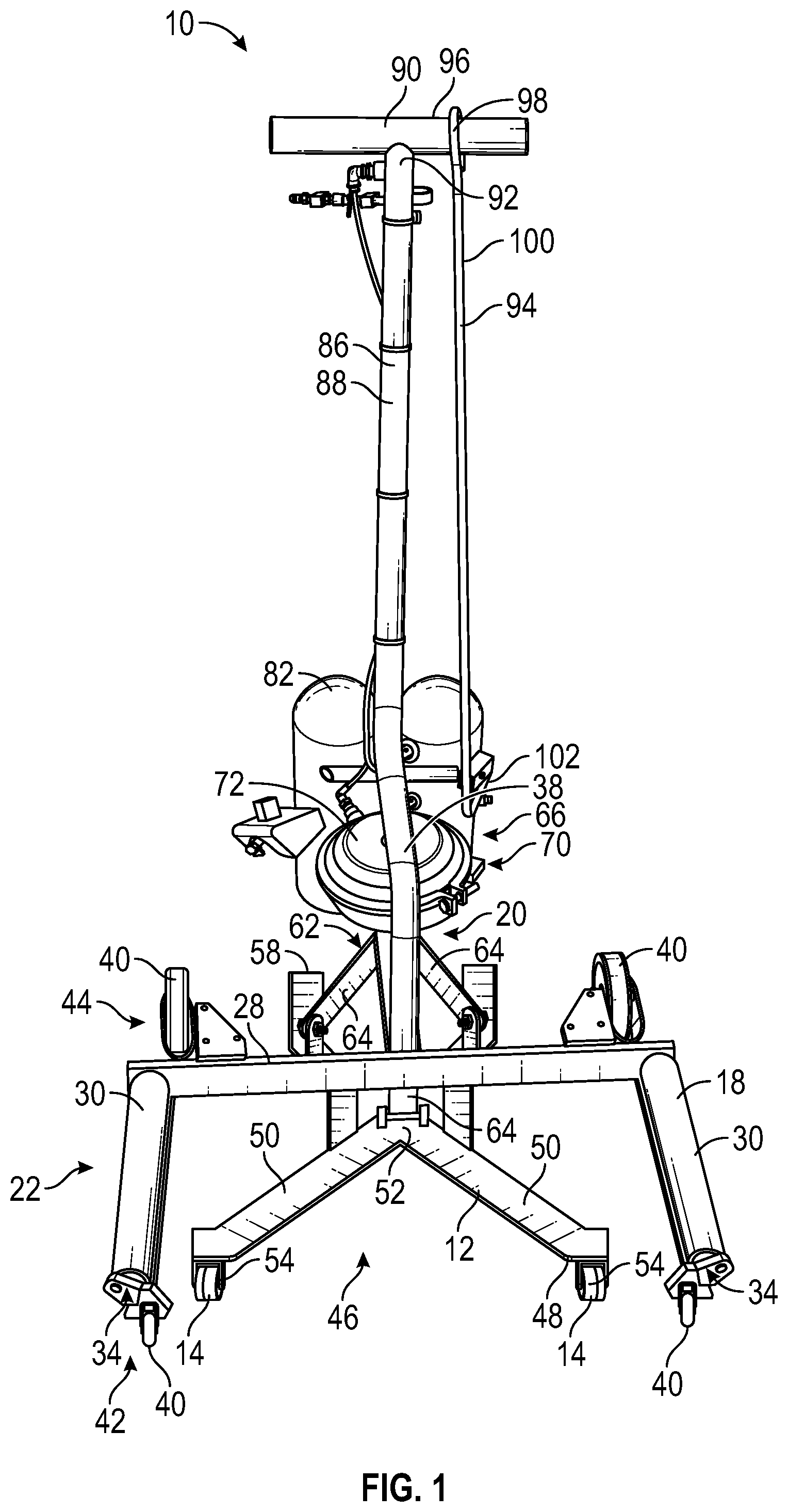 Patent US12338110 — Truck wheel lifting cart — Figure 1