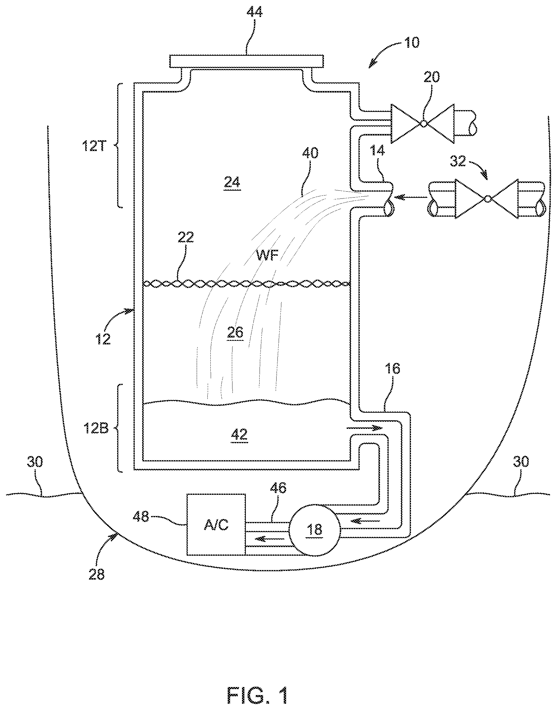 Patent US12338150 — Negative pressure aeration and organic growth suppression system — Figure 1