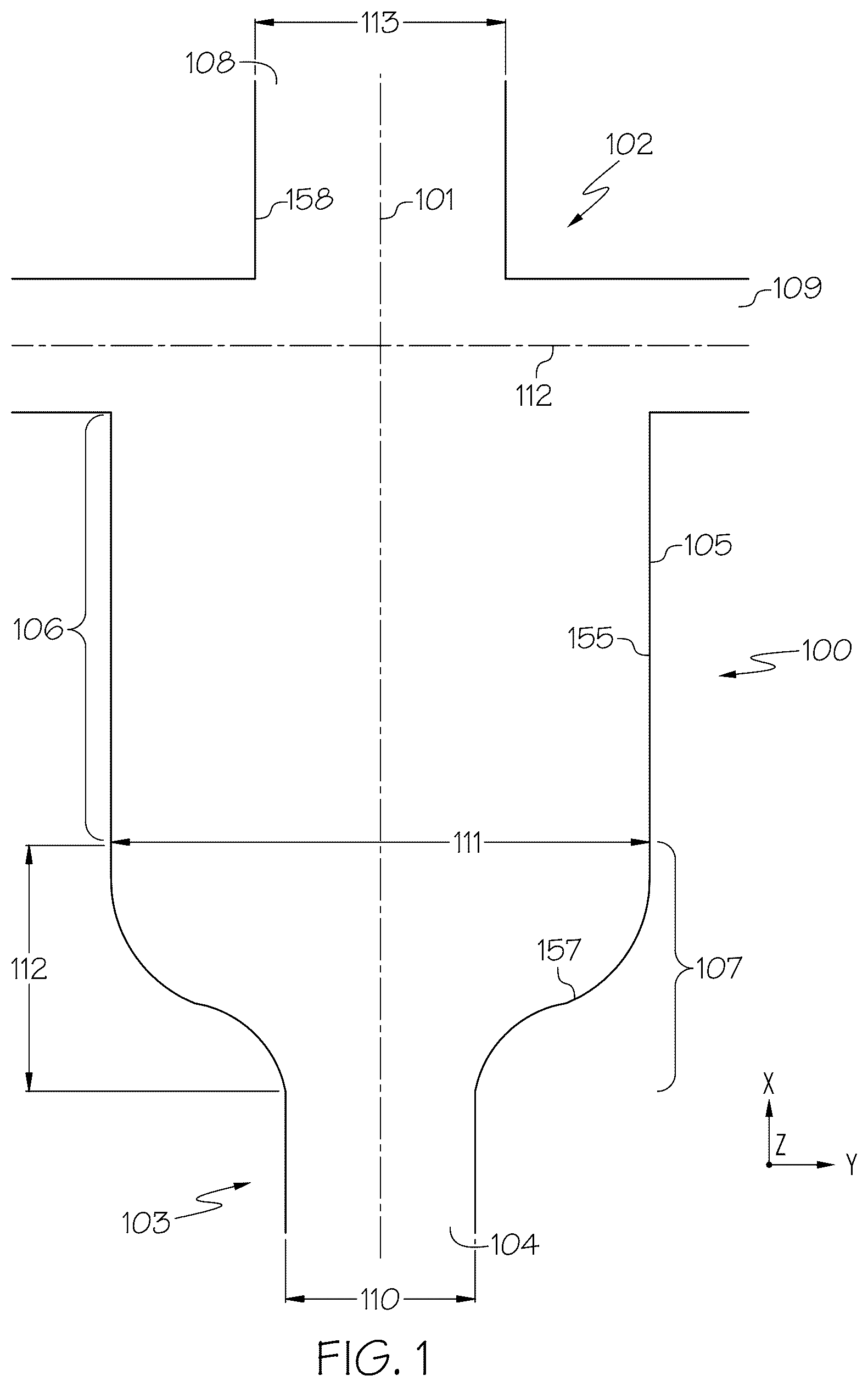 Patent US12338155 — Enclosures for providing a controlled environment during the production of glass articles — Figure 1