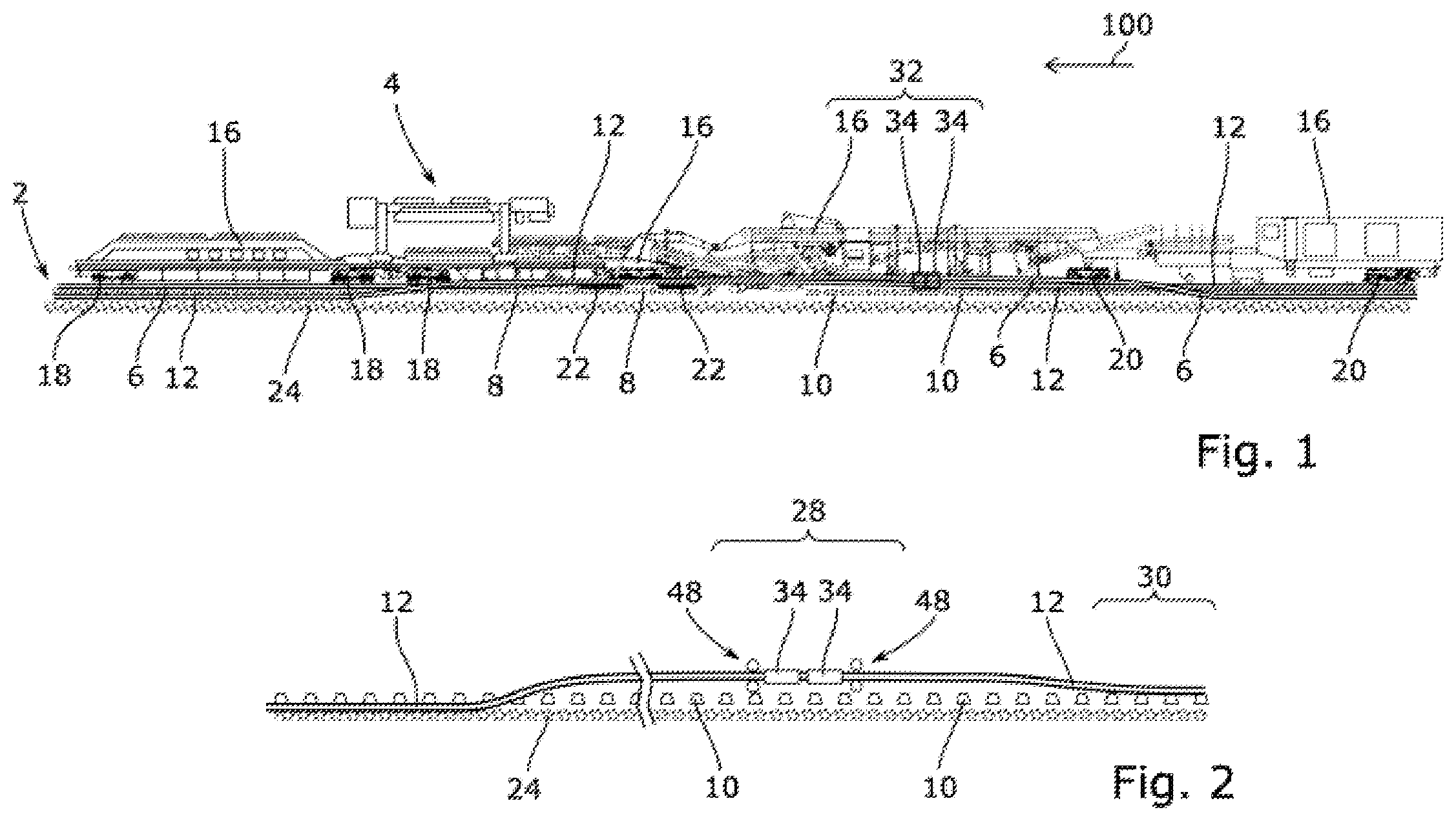 Patent US12338583 — Mobile device for heating a rail of a permanent way using infrared-radiation electric lamps, and associated heating method — Figure 1